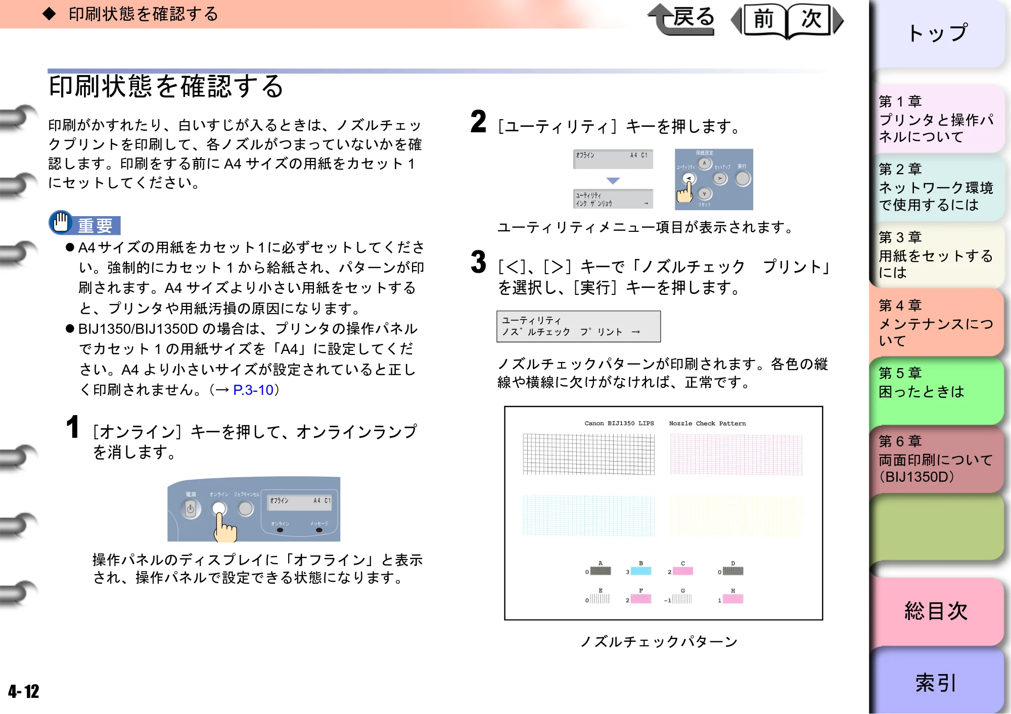 キヤノン BIJ2350/BIJ1350/BIJ1350D ユーザーズガイド（LIPS編） （PDF形式／13.25Mバイト） — 印刷状態を確認する — 原本ページ — 94ページ