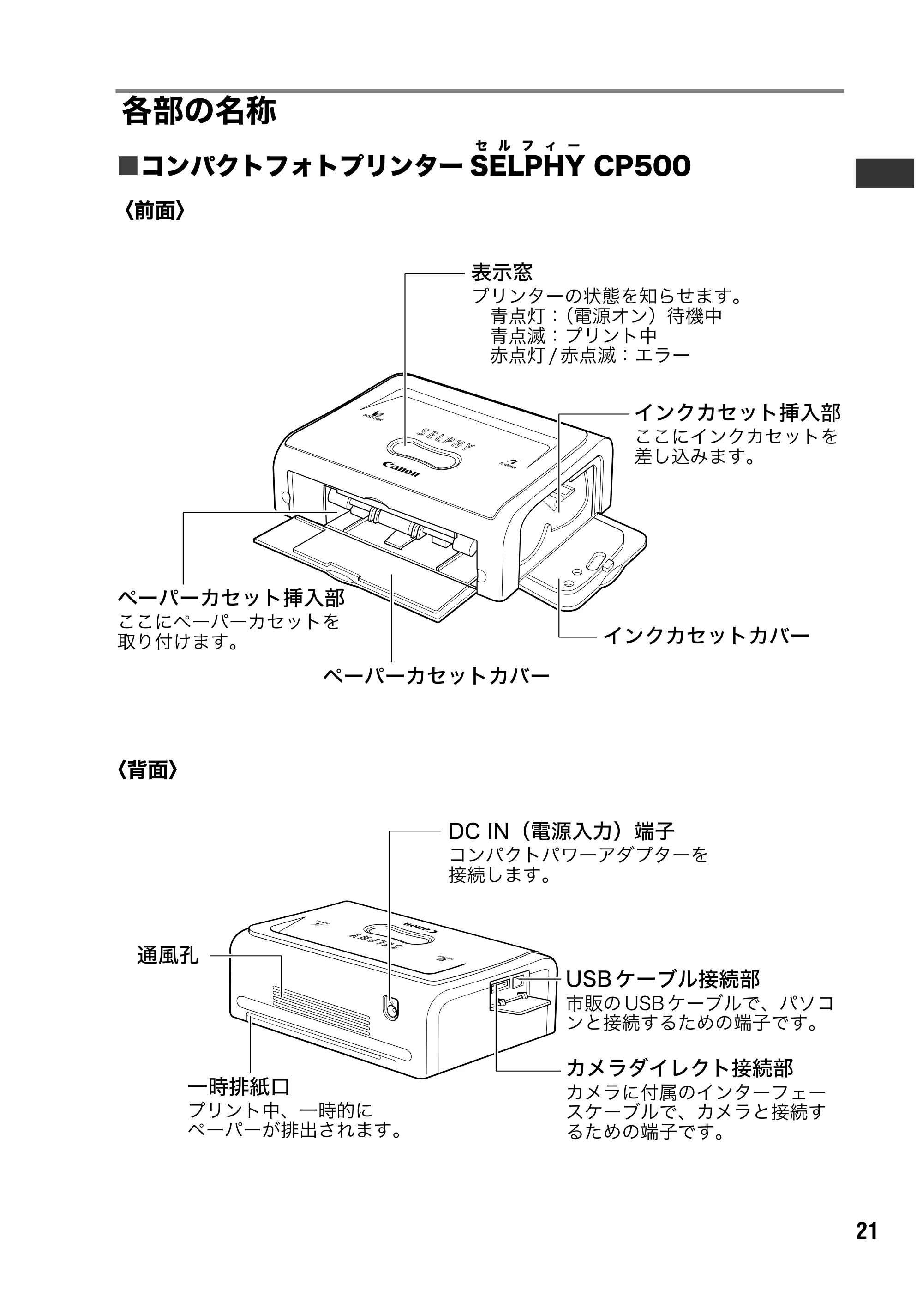 キヤノン SELPHY CP500/CP400 ユーザーガイド (PDF形式/2.03Mバイト) — 原本ページ — 22ページ