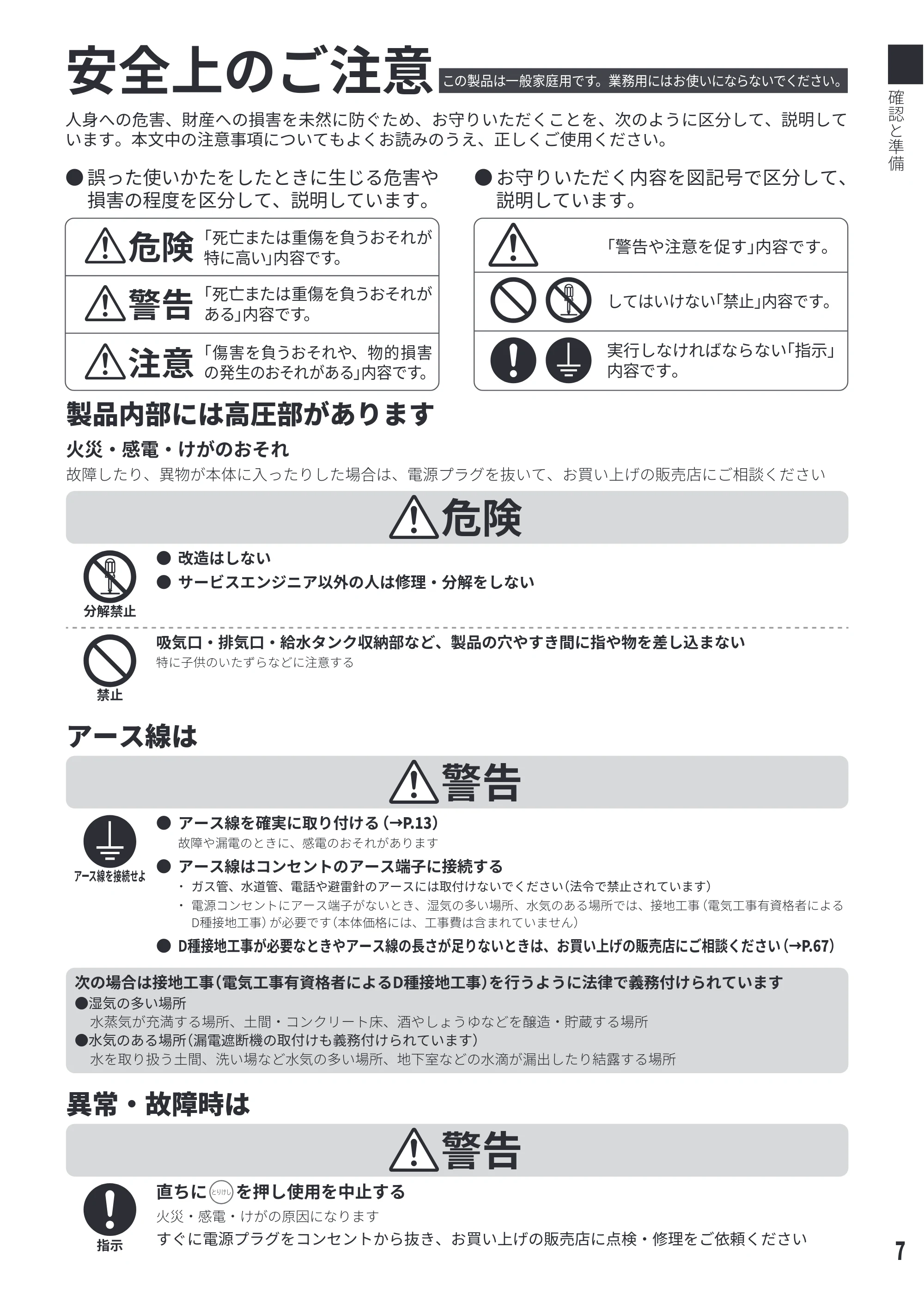 日立 MRO-S23D 取扱説明書 — 安全上のご注意 — 原本ページ — 7ページ