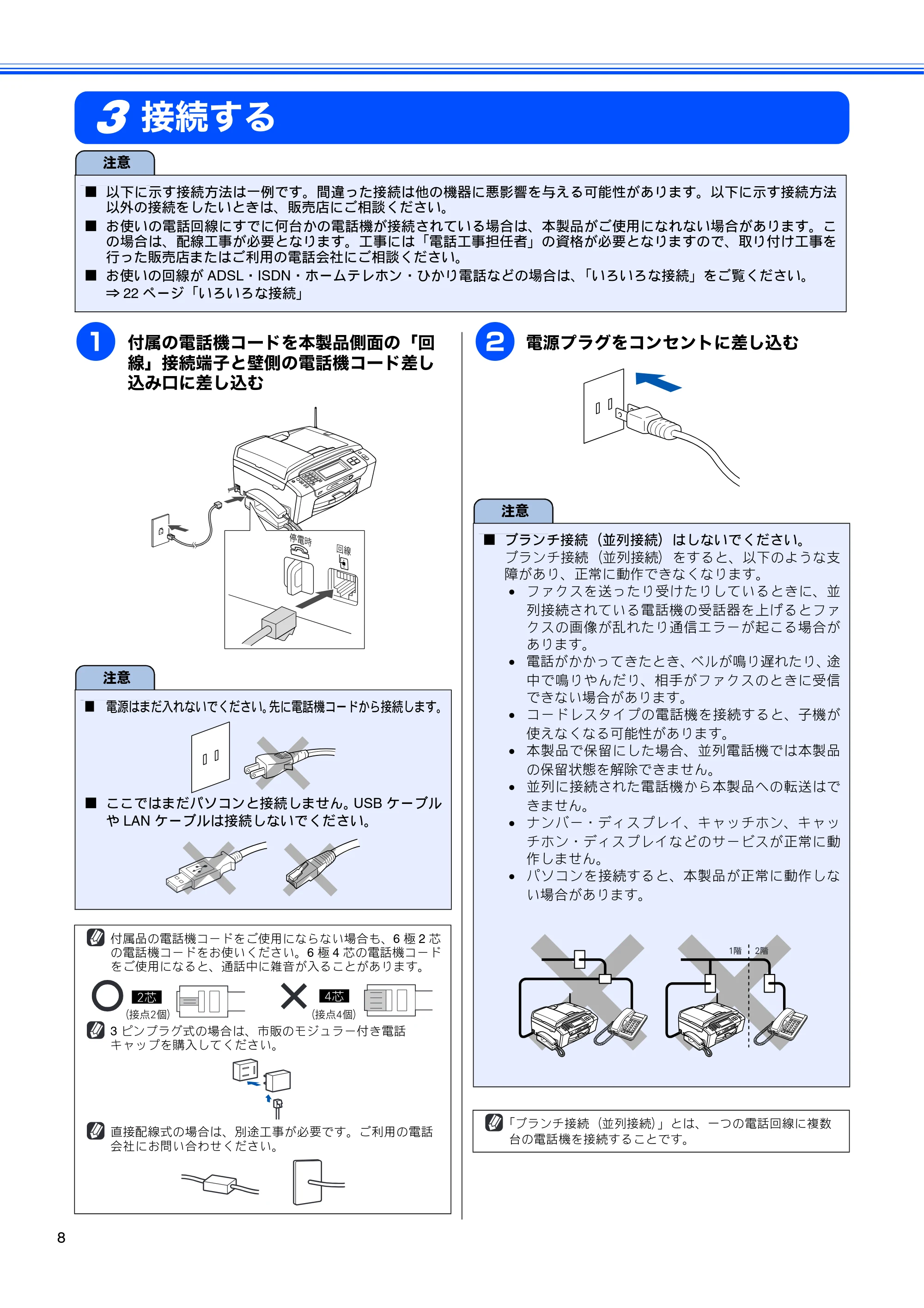 ブラザー MFC-930CDN / MFC-930CDWN かんたん設置ガイド — 接続する — 原本ページ — 10ページ