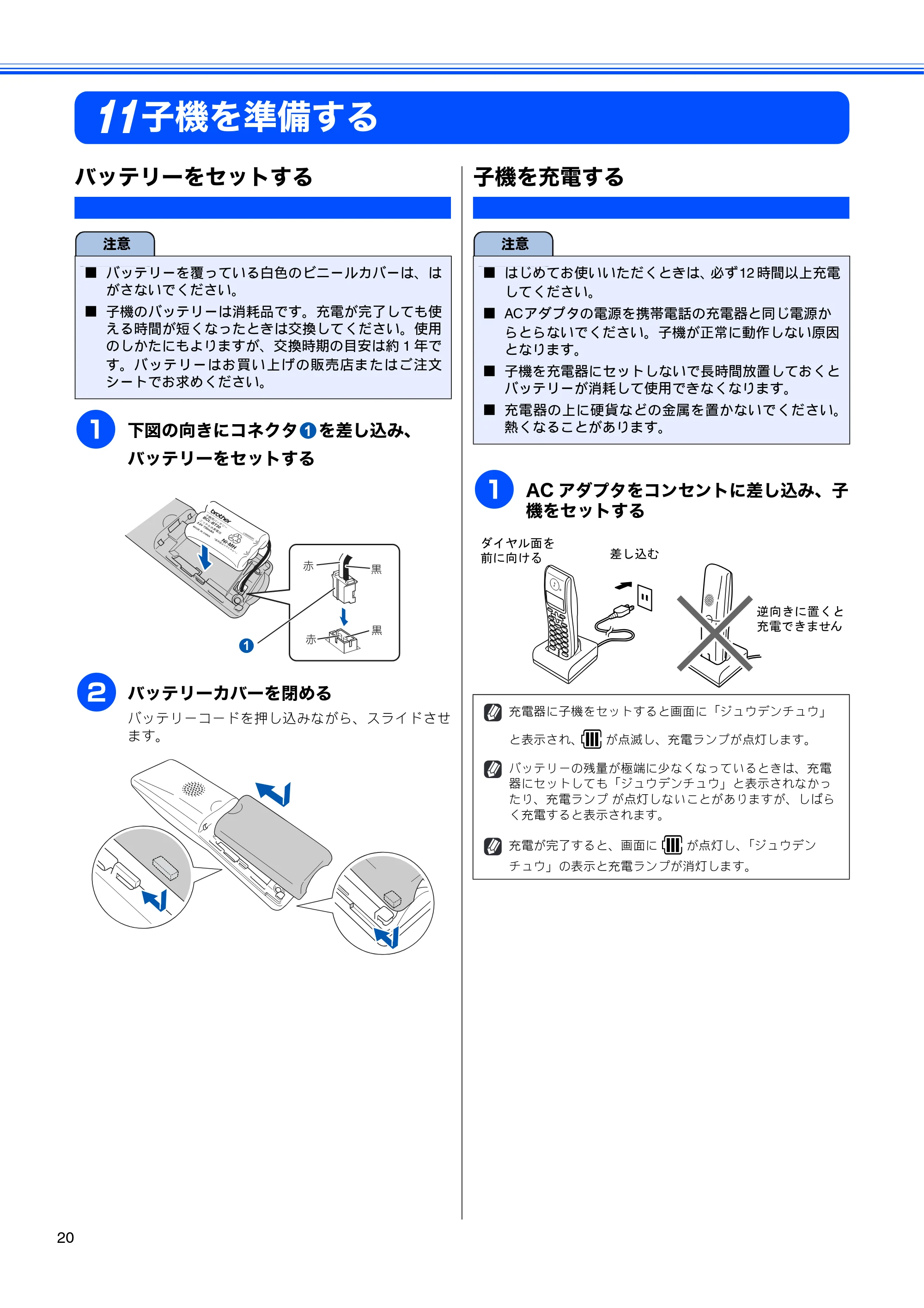 ブラザー MFC-930CDN / MFC-930CDWN かんたん設置ガイド — 子機を準備する — 原本ページ — 22ページ