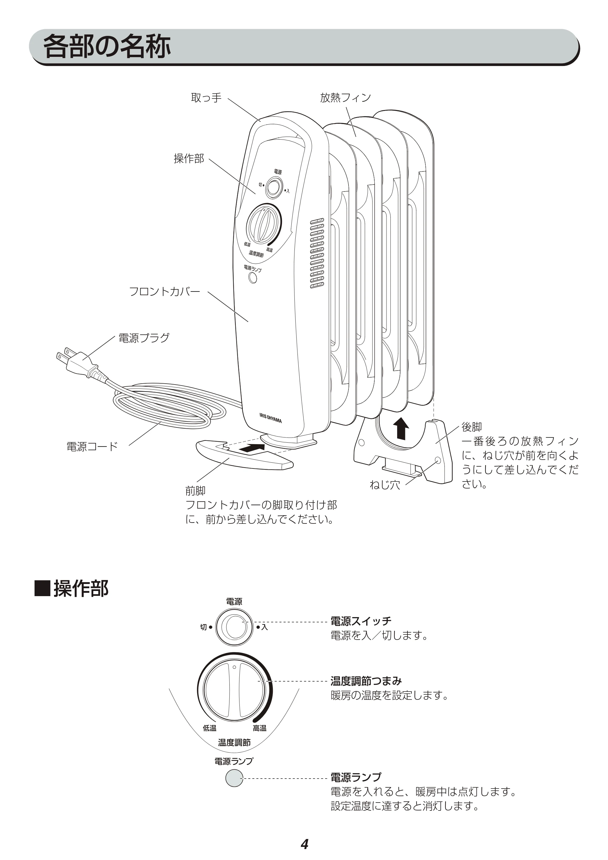 アイリスオーヤマ IOH-505K 取扱説明書 — 原本ページ — 4ページ