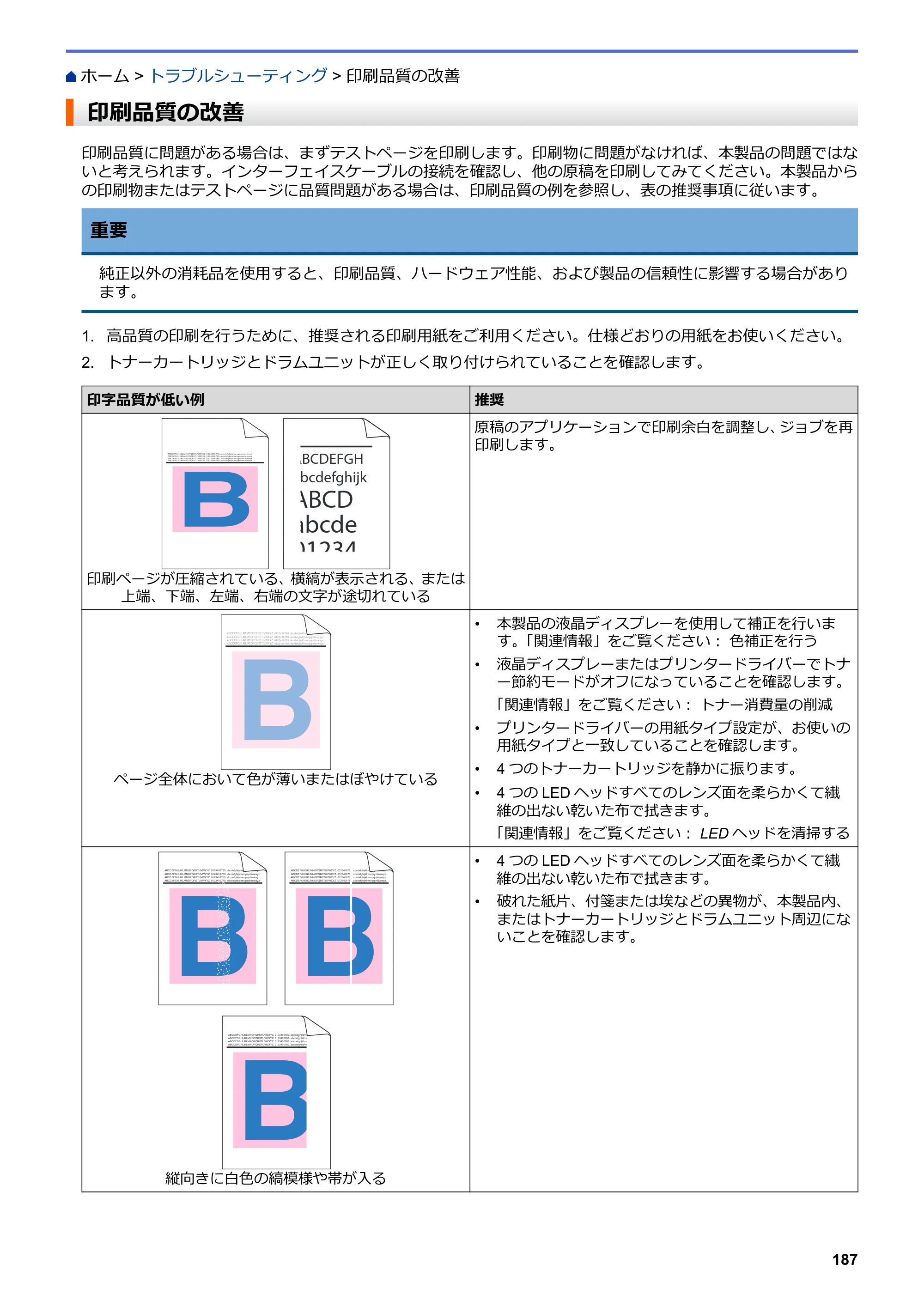 ブラザー HL-L3230CDW オンラインユーザーズガイド — 印刷品質の改善 — 原本ページ — 191ページ