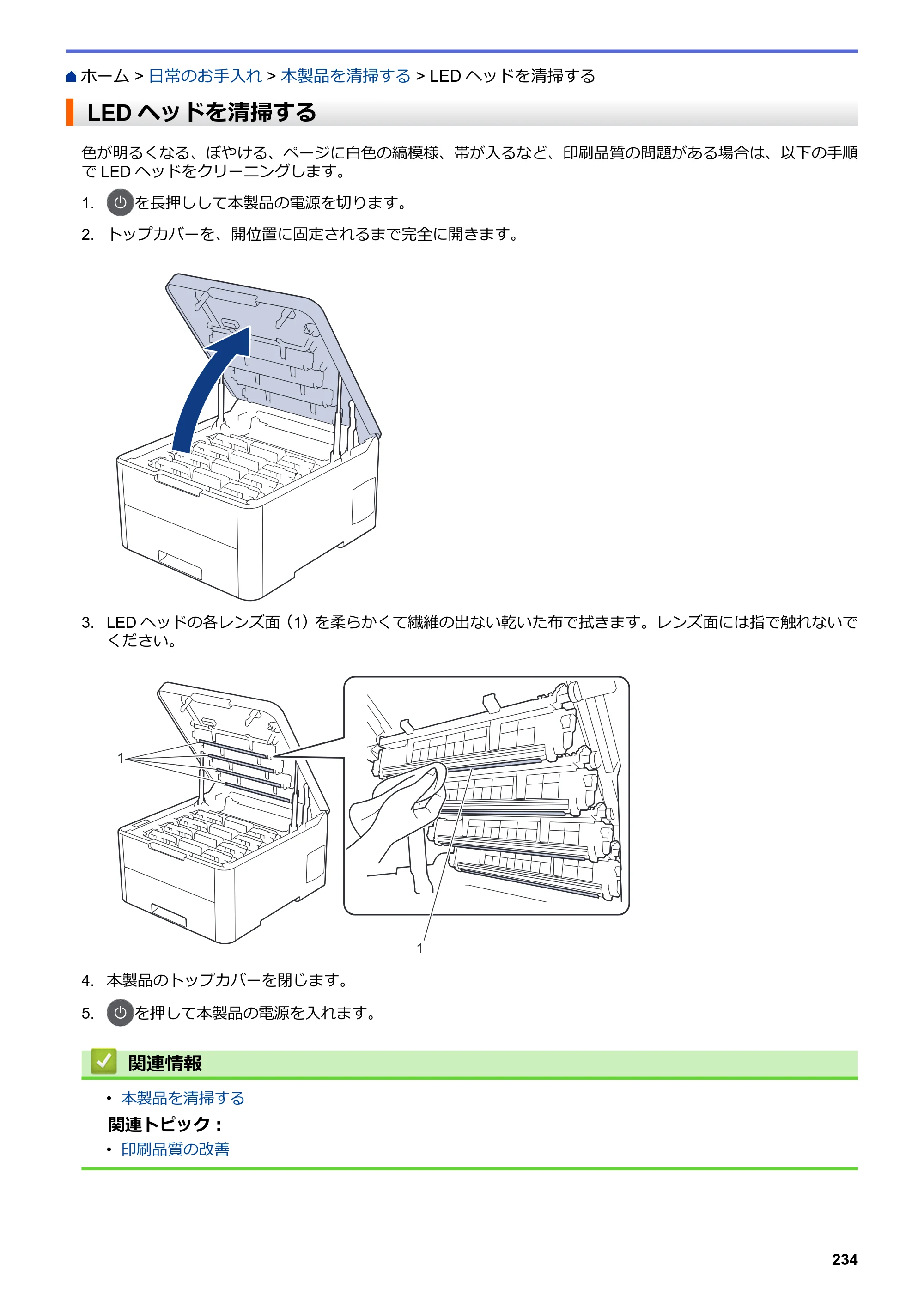 ブラザー HL-L3230CDW オンラインユーザーズガイド — LEDヘッドを清掃する — 原本ページ — 238ページ