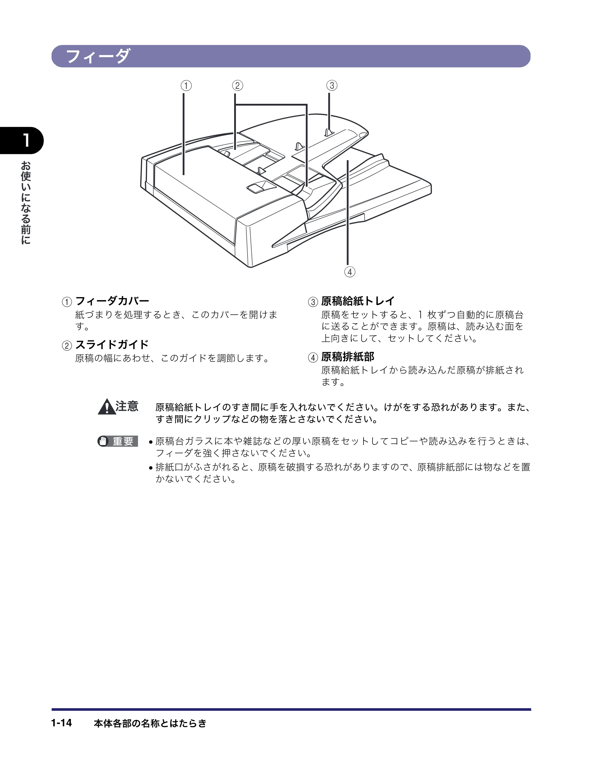キヤノン MF7455N/MF7430 ユーザーズガイド 2010年10月12日更新 （PDF形式／22.59Mバイト） — フィーダ — 原本ページ — 42ページ