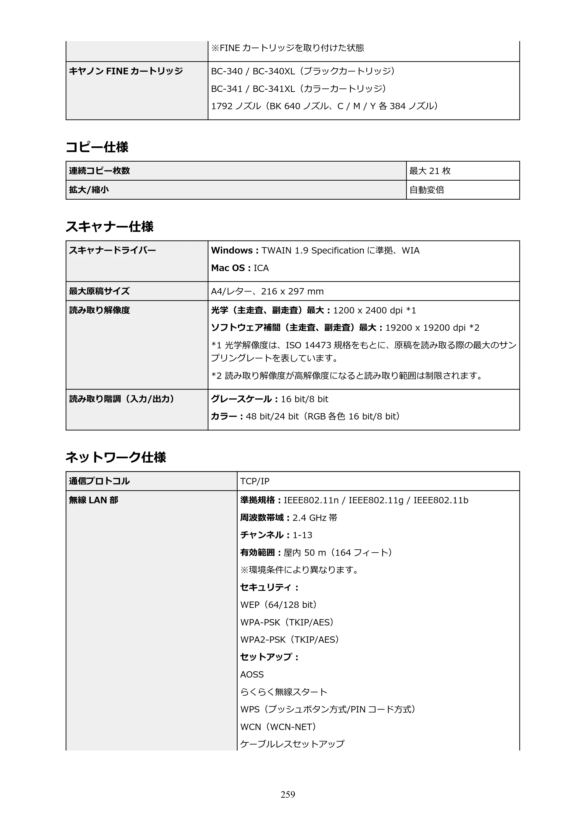 キヤノン PIXUS MG3630 MG3630 （PDF） オンラインマニュアル - 取扱説明書 - （Mac） 2026年5月21日更新（PDF：9.2MB） — 原本ページ — 259ページ