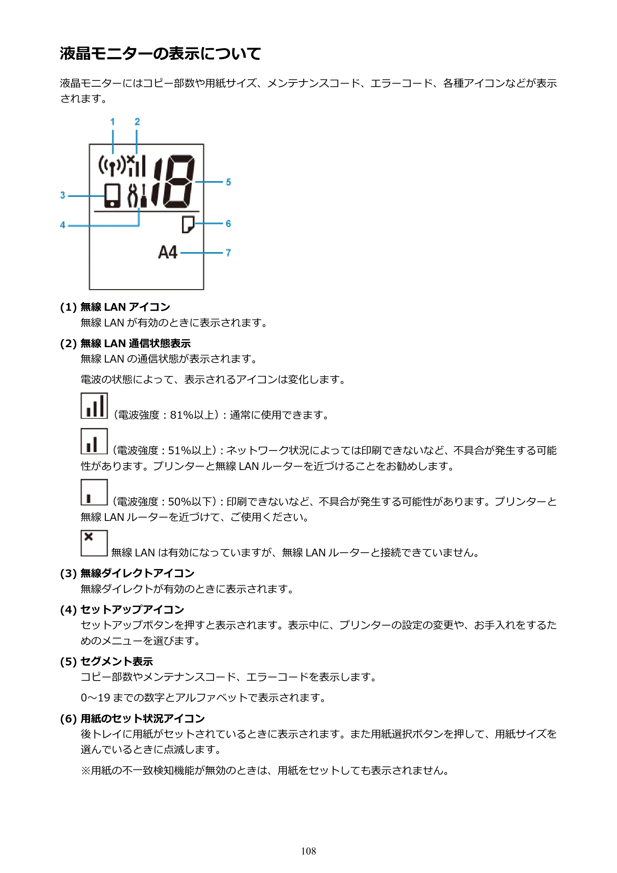 キヤノン PIXUS TS3130S/PIXUS TS3130 電子マニュアル PDF版 （Windows版）（PDF：8.03MB） — 液晶モニターの表示について — 原本ページ — 108ページ
