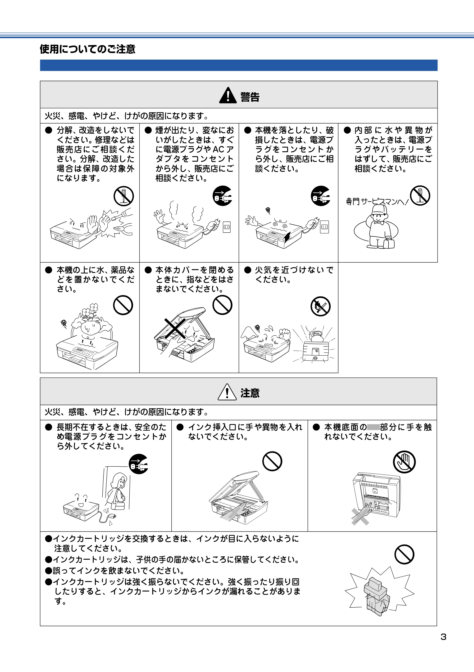 ブラザー DCP-110C 取扱説明書(本体) — 使用についてのご注意 — 原本ページ — 4ページ