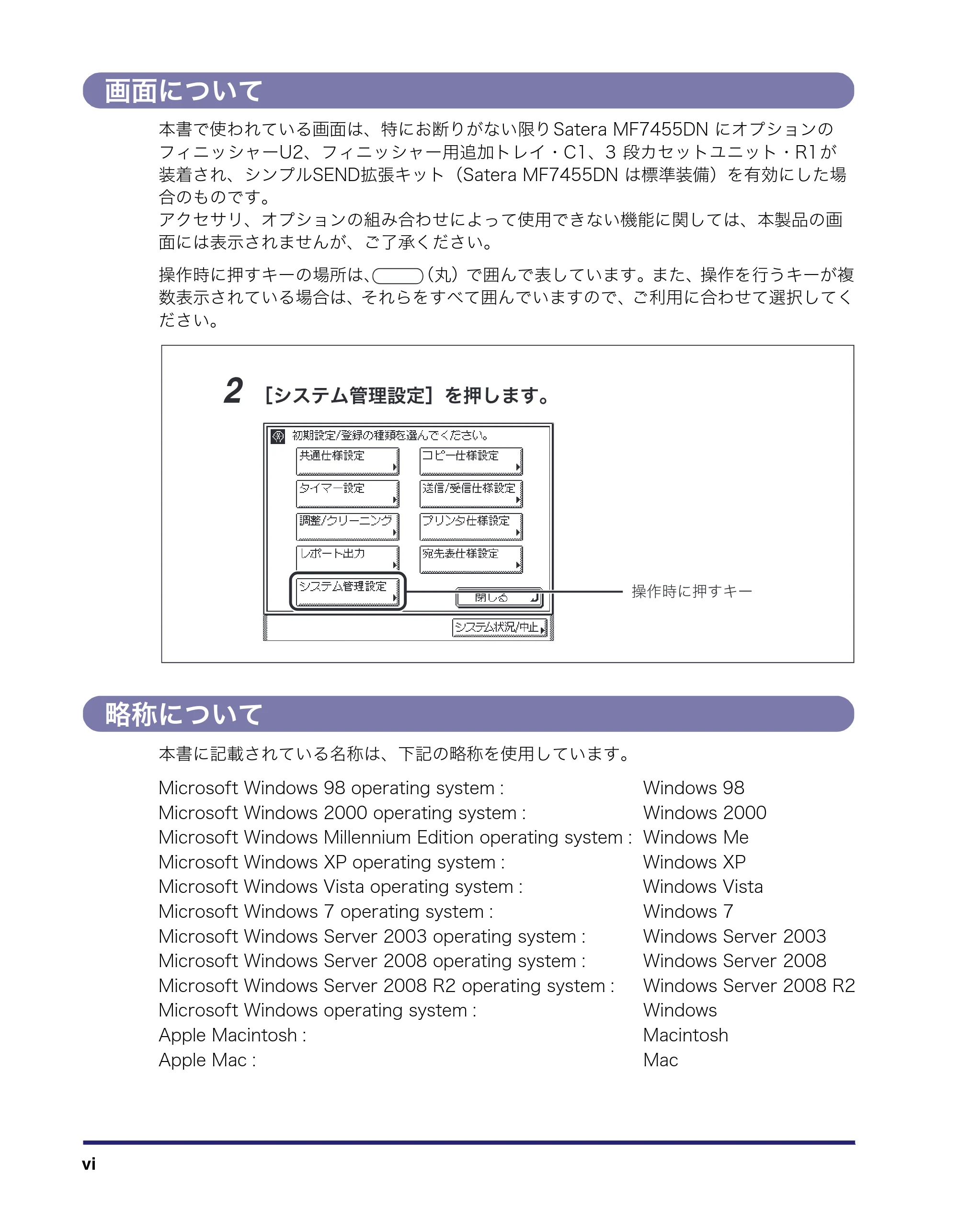 キヤノン MF7455DN/MF7430D ネットワークガイド 2016年1月28日掲載(PDF:5.32MB) — 画面について — 原本ページ — 8ページ