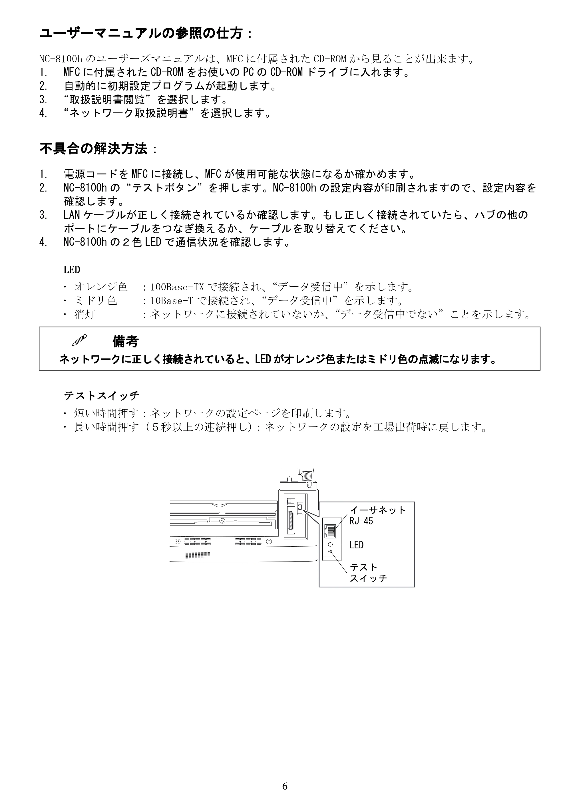 ブラザー MFC-5200J かんたん設置ガイド ～ネットワーク編～ — 原本ページ — 6ページ