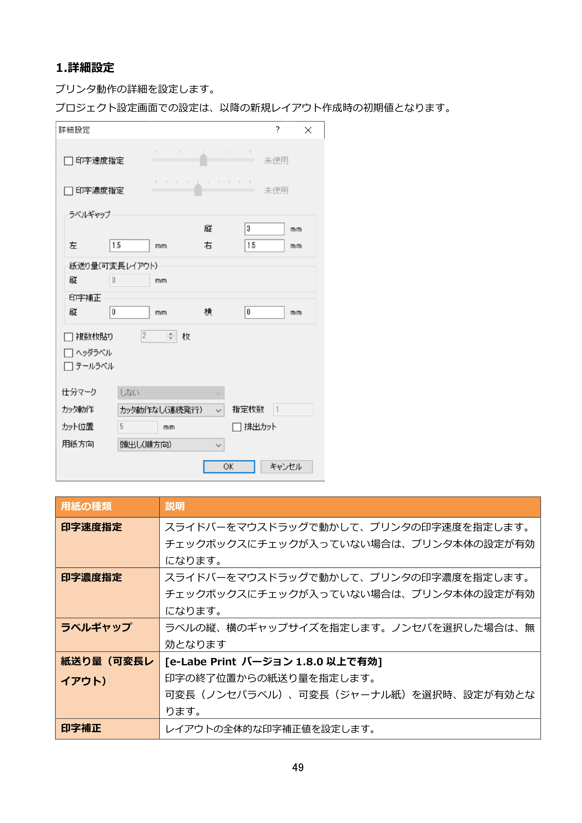 サトー FLEQV(フレキューブ) FX3-LX / FLEQV(フレキューブ) FX3-Plus / LEQV(フレキューブ) FX3-Plus e-Labe Designer操作マニュアル STD形式（第25版） — 1.詳細設定 — 原本ページ — 50ページ
