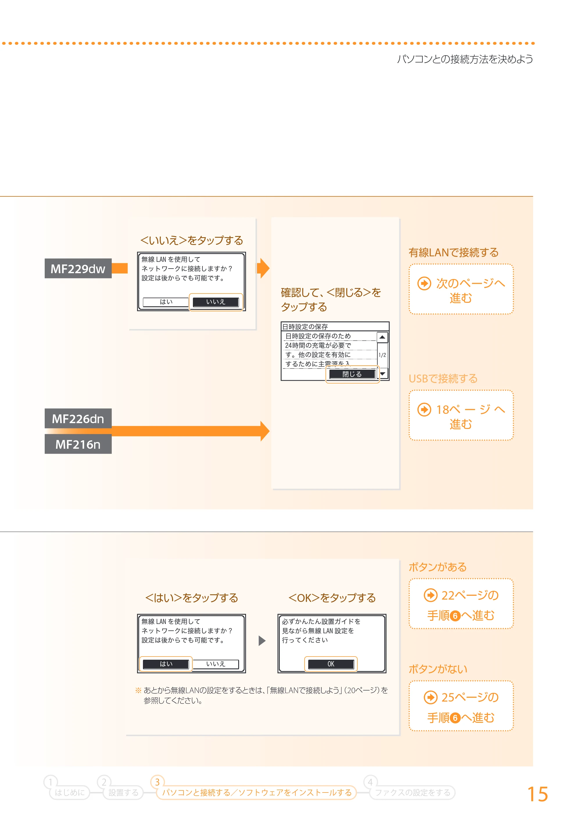 キヤノン MF229dw/MF226dn/MF216n かんたん設置ガイド 2014年8月28日更新(PDF:16.2MB) — 原本ページ — 15ページ