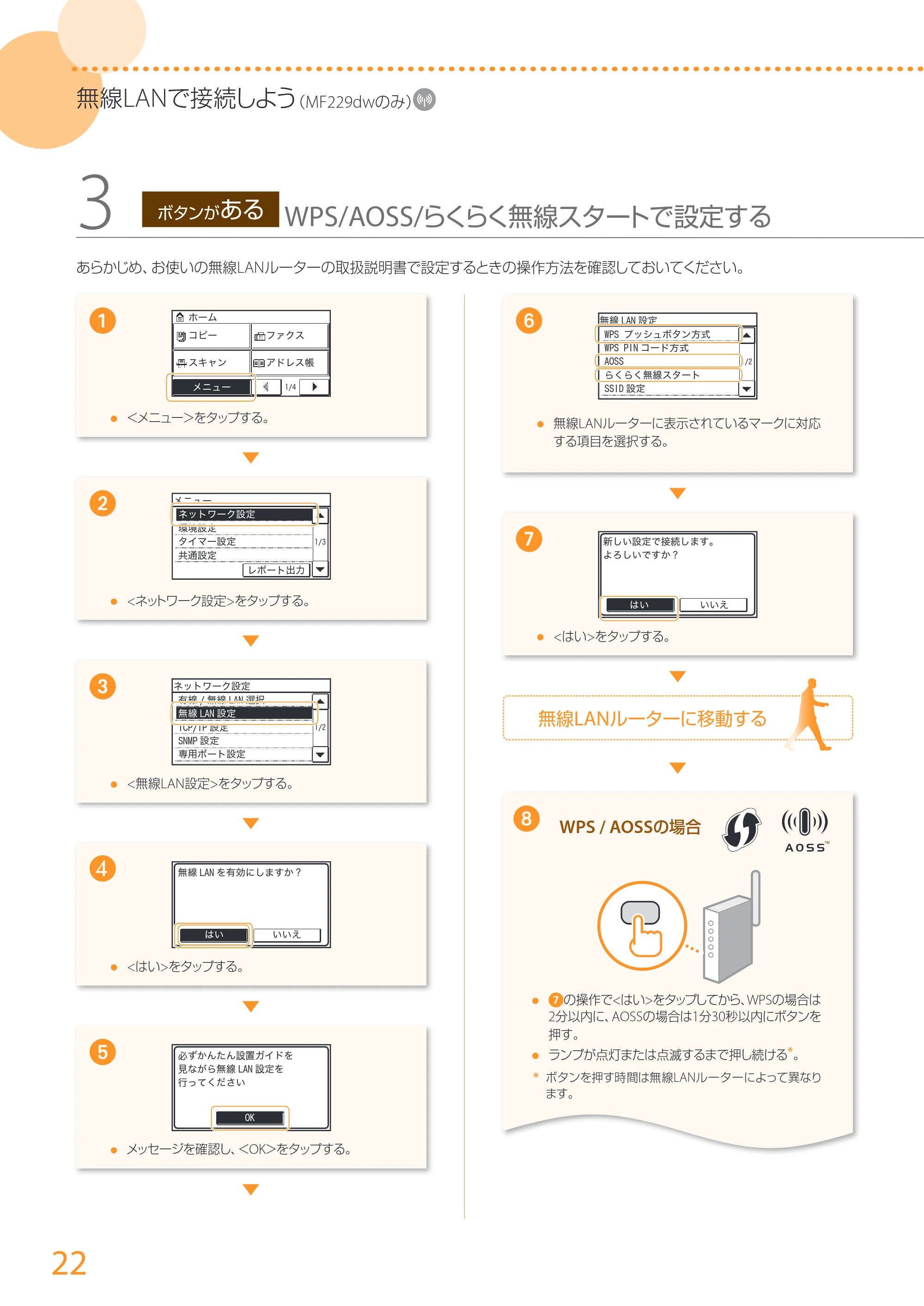 キヤノン MF229dw/MF226dn/MF216n かんたん設置ガイド 2014年8月28日更新(PDF:16.2MB) — 原本ページ — 22ページ