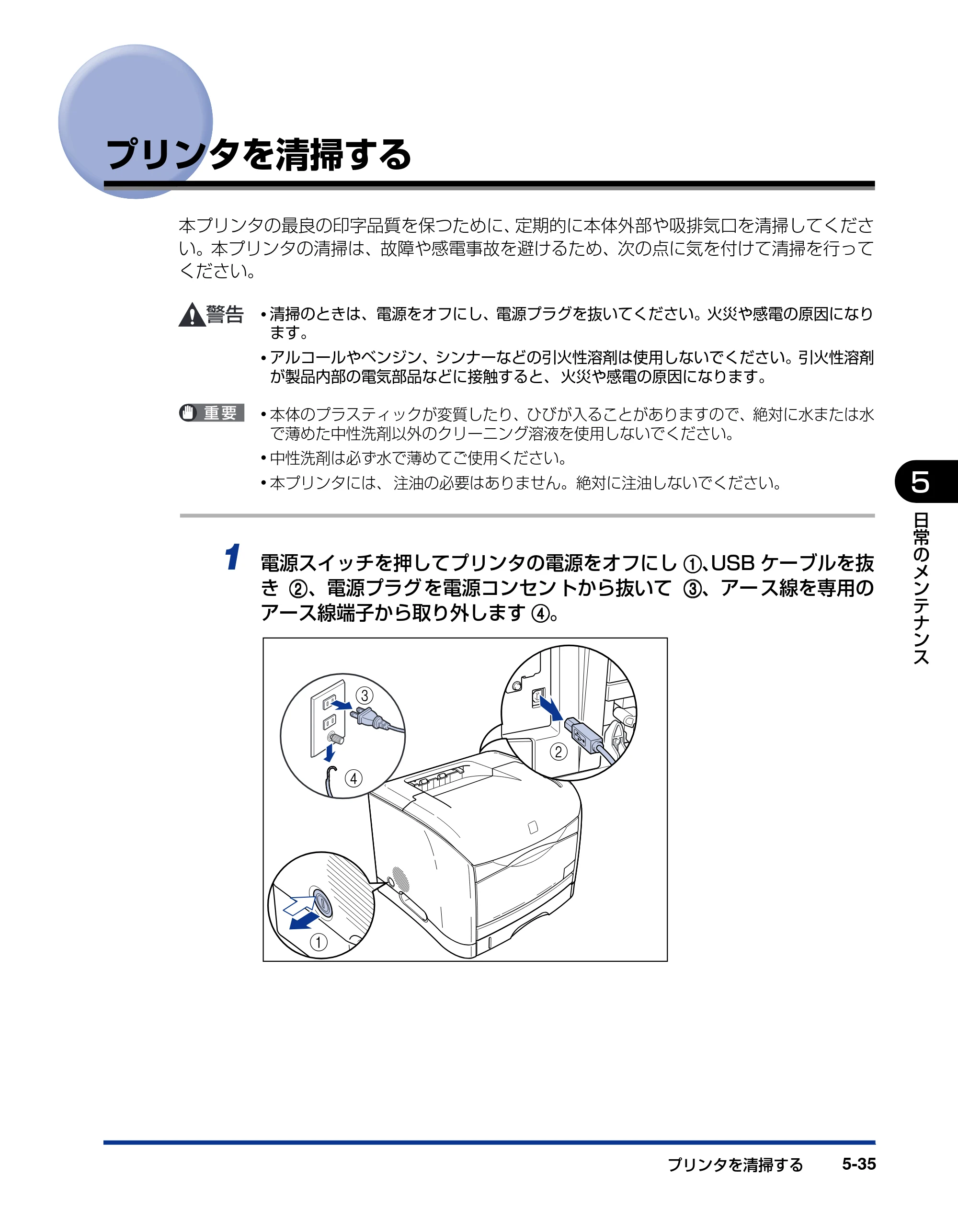 キヤノン LBP5200 ユーザーズガイド 2006年8月29日更新 （PDF形式／13.81Mバイト） — プリンタを清掃する — 原本ページ — 273ページ