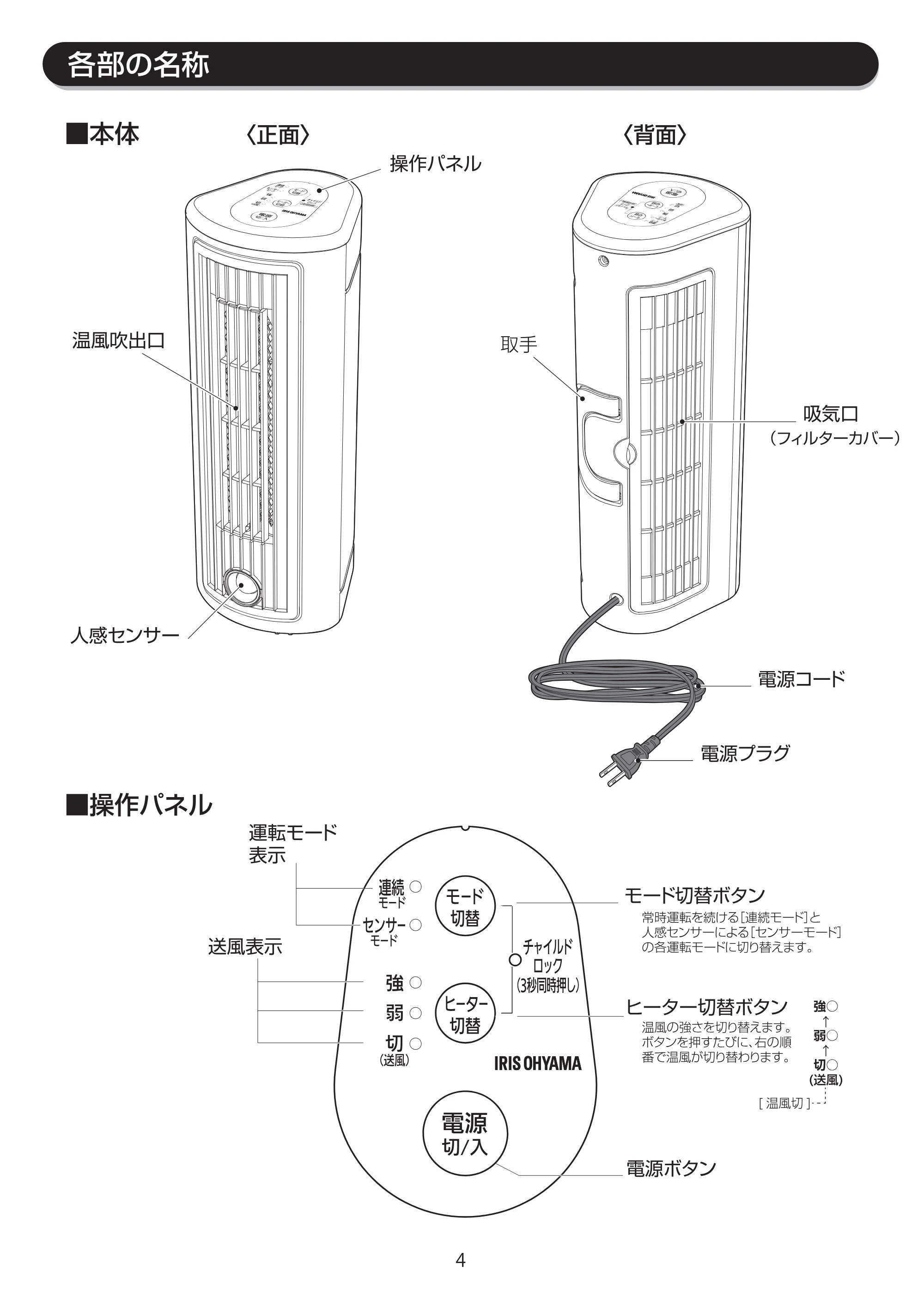 アイリスオーヤマ JCH-TW121T 取扱説明書 — JCH-TW121T_P04[9.10]ol — 原本ページ — 4ページ