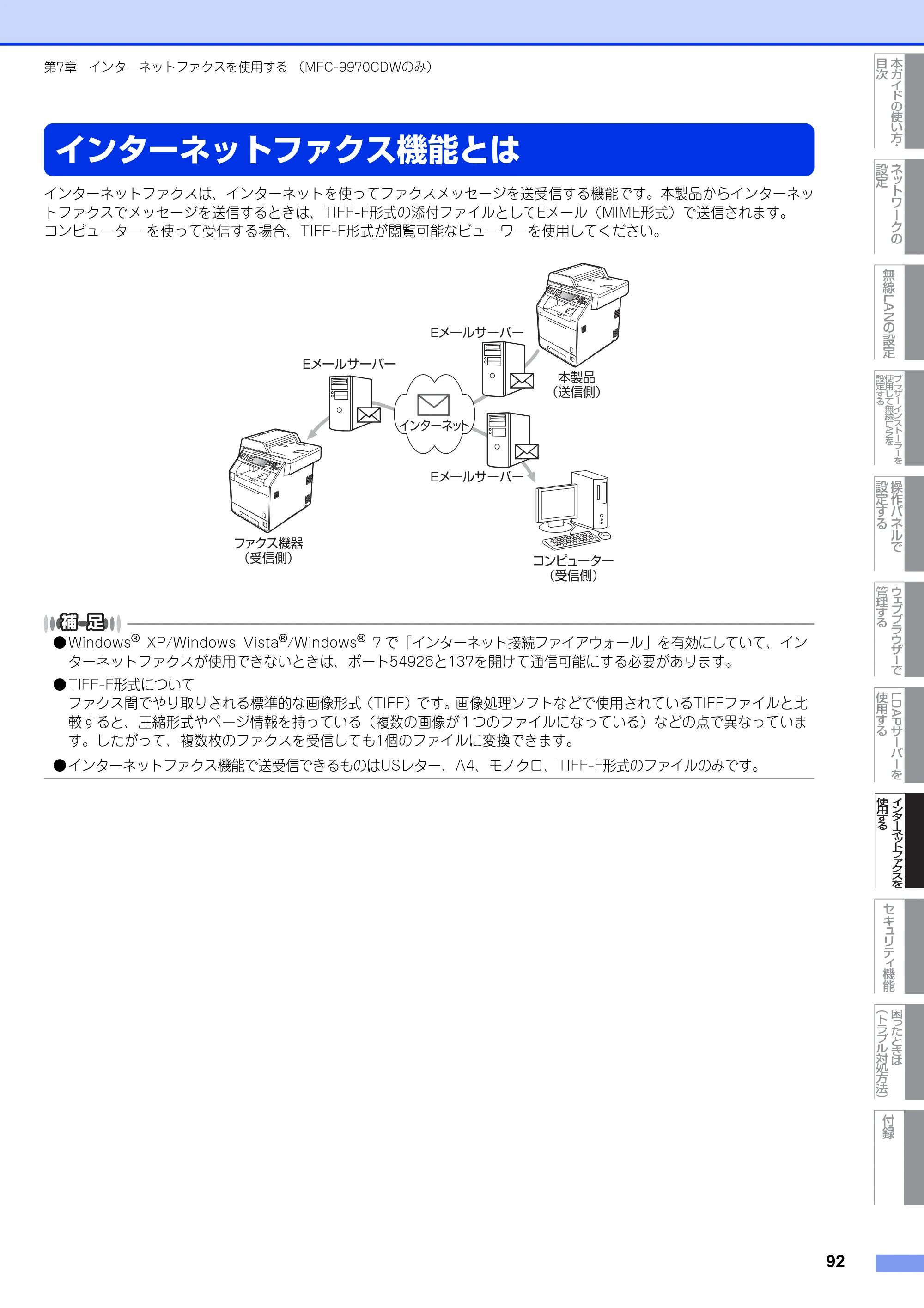 ブラザー MFC-9460CDN / MFC-9970CDW ユーザーズガイド ～ネットワーク操作編～ — インターネットファクス機能とは — 原本ページ — 93ページ