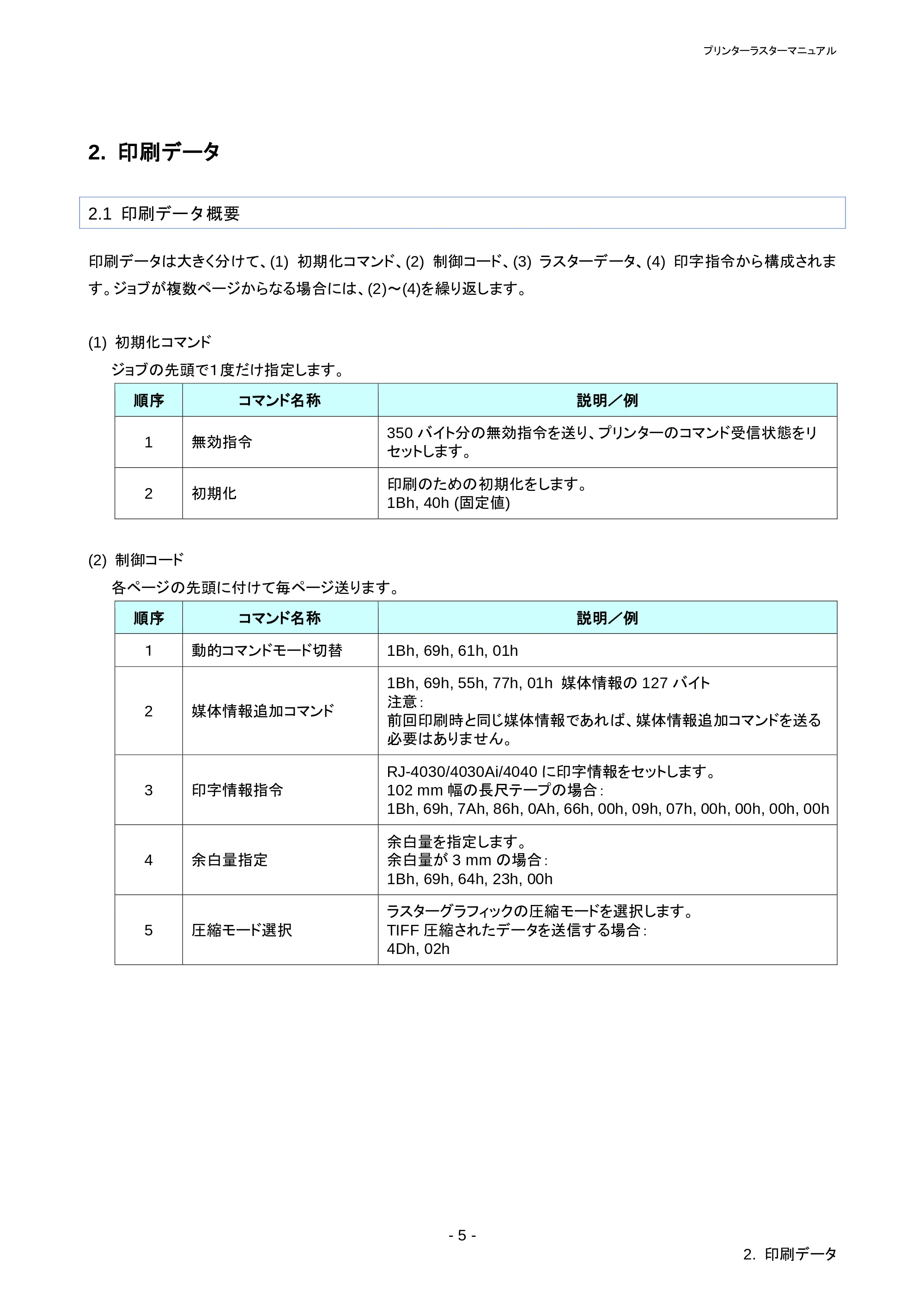 ブラザー RJ-4030 / RJ-4030Ai / RJ-4040 ラスターコマンドリファレンス — 原本ページ — 9ページ