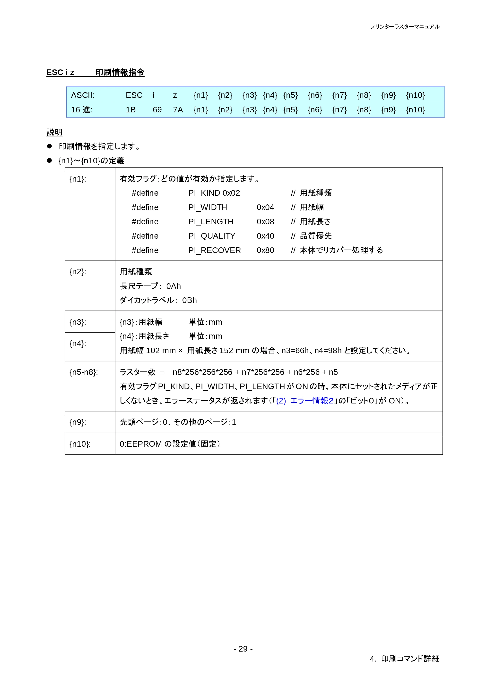 ブラザー RJ-4030 / RJ-4030Ai / RJ-4040 ラスターコマンドリファレンス — 原本ページ — 33ページ