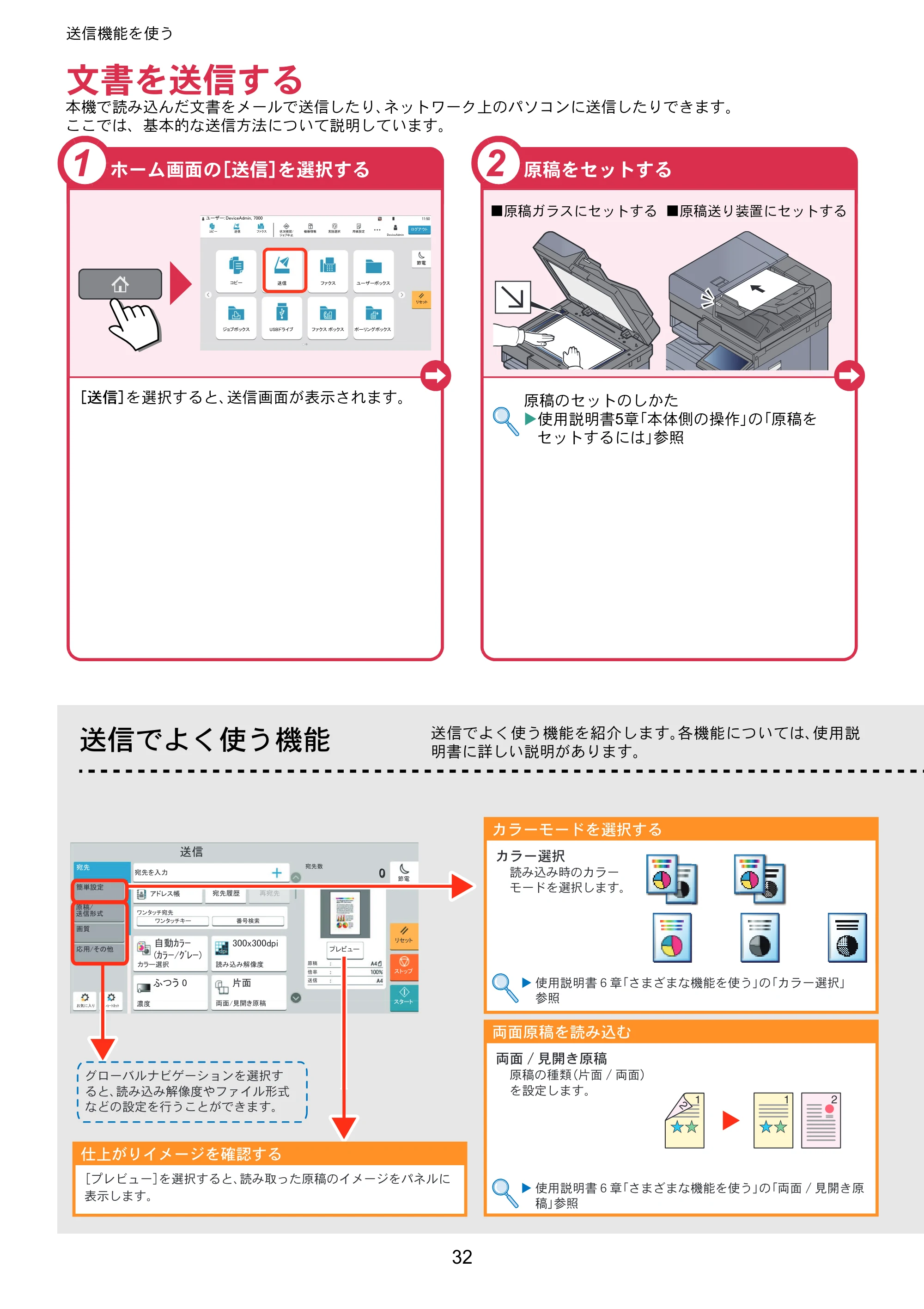 京セラ TASKalfa MZ3200i / TASKalfa MZ4000i TASKalfa MZ4000i/MZ3200i クイックガイド — 文書を送信する — 原本ページ — 32ページ