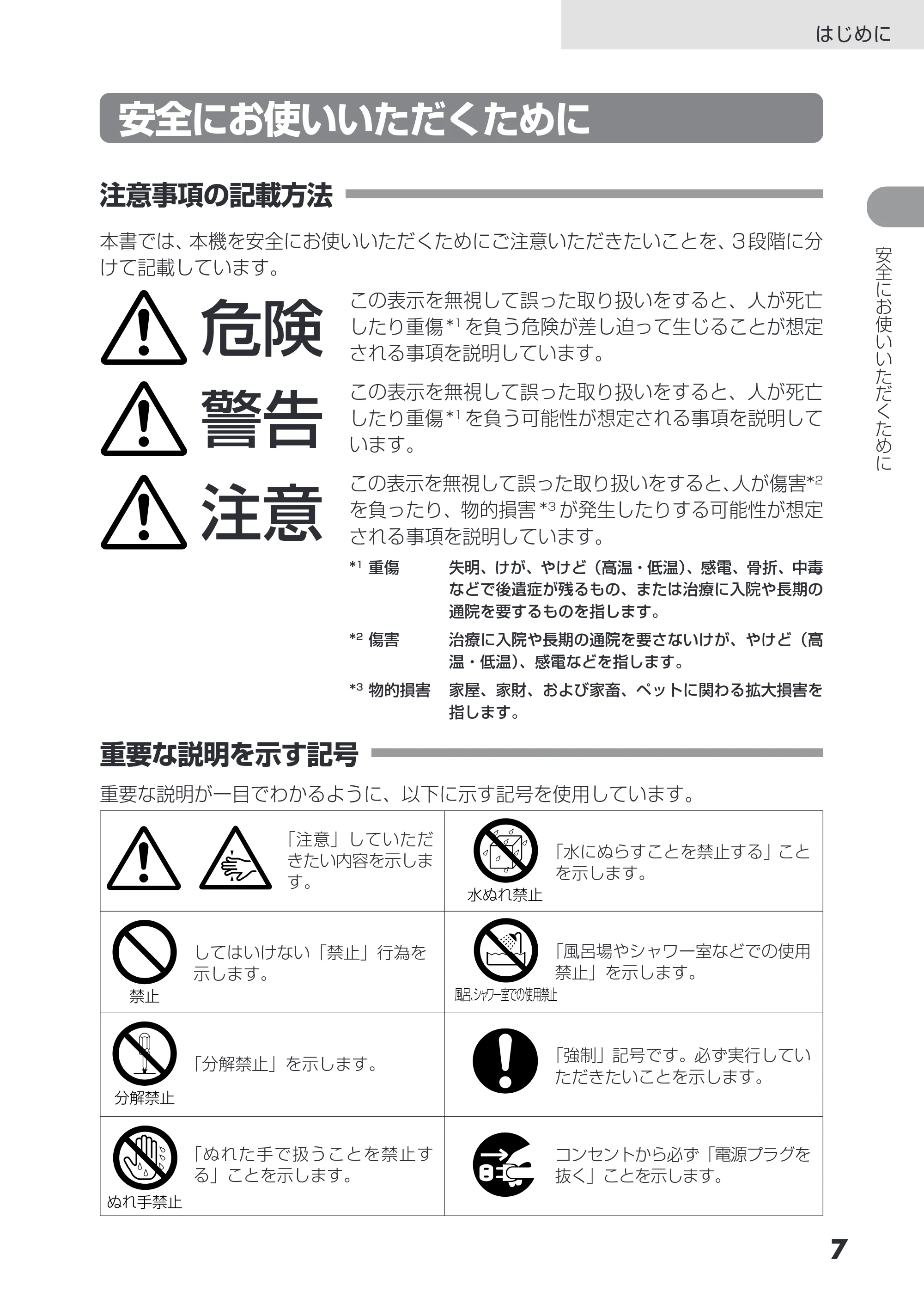 日立 DZ-GX3200 / DZ-GX3100 取扱説明書 — 安全にお使いいただくために — 原本ページ — 7ページ