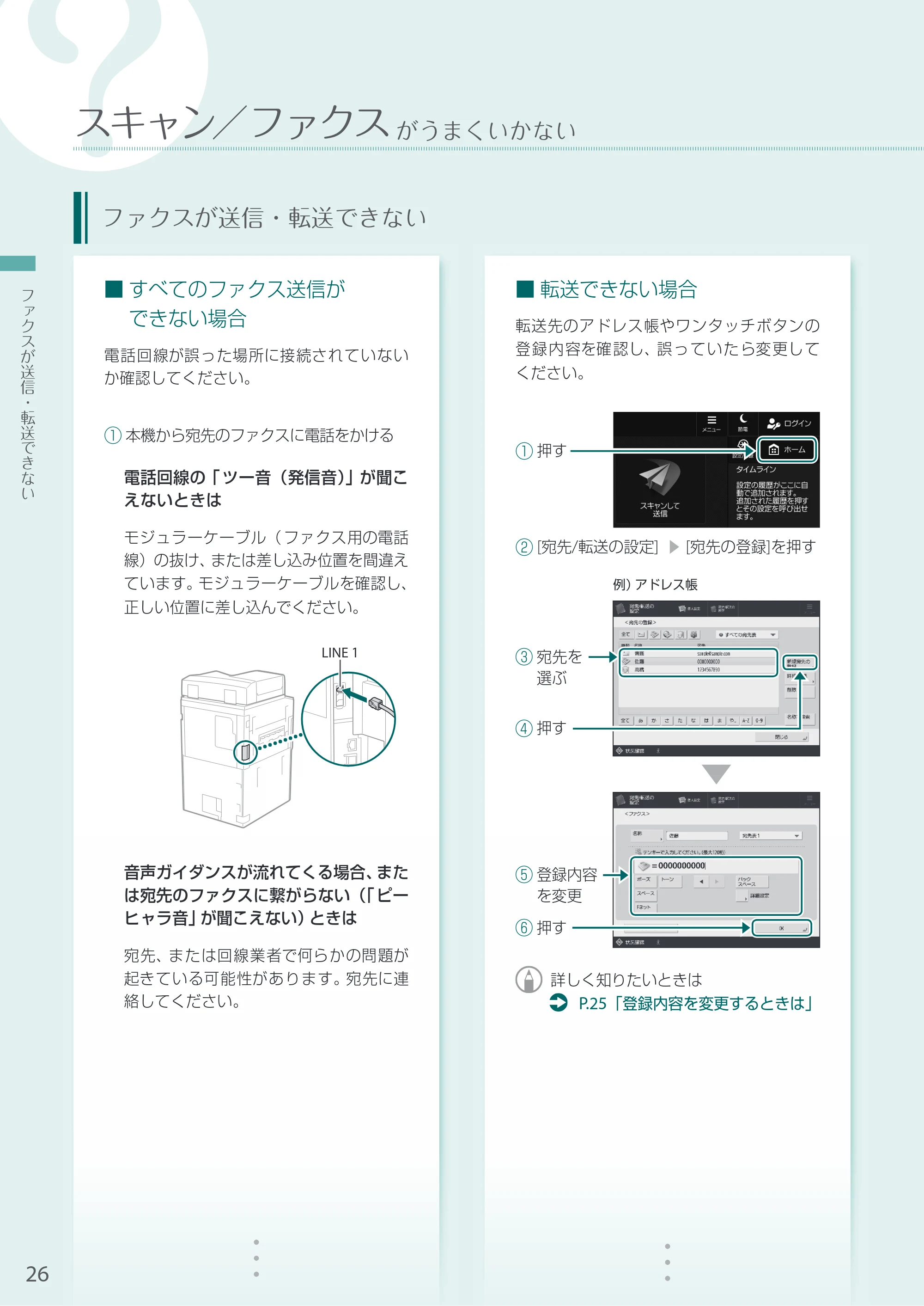 キヤノン A3機用) お困りごと解決ガイド 2020年5月14日更新（PDF：16.1MB） — ファクスが送信・転送できない — 原本ページ — 26ページ