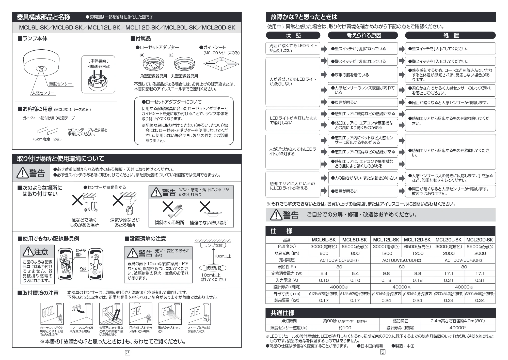 アイリスオーヤマ MCL12D-SK 取扱説明書 — 原本ページ — 2ページ