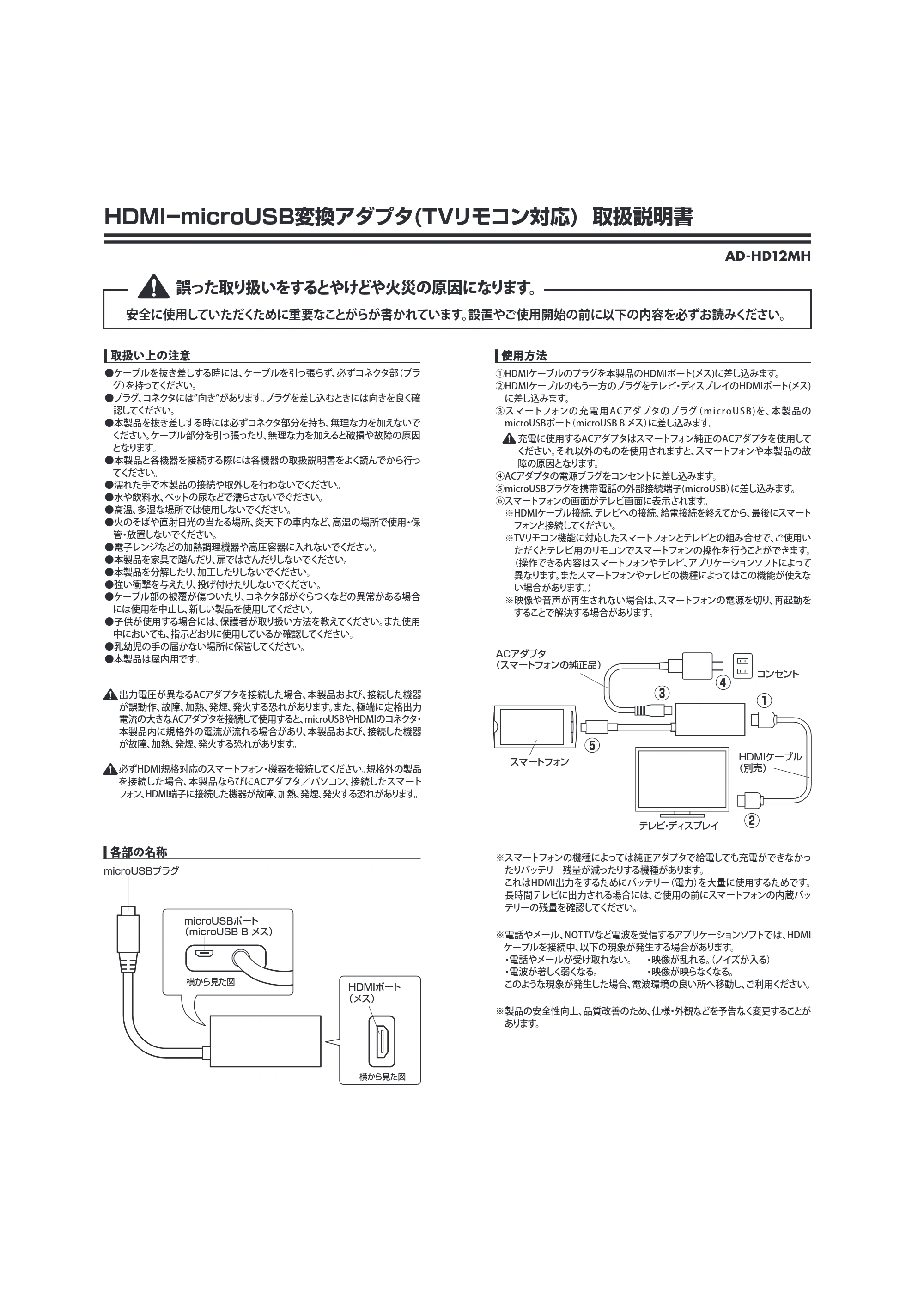 サンワサプライ AD-HD12MH 取扱説明書 — 原本ページ — 1ページ