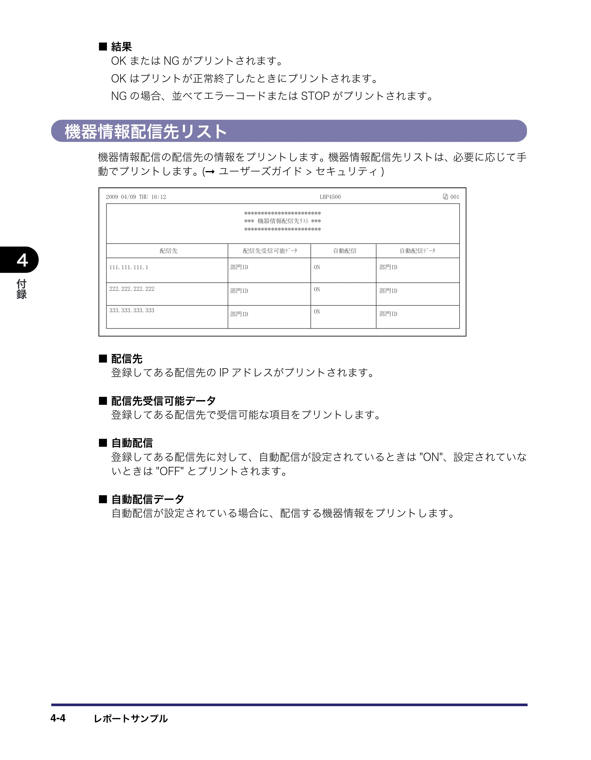 キヤノン LBP4500 操作ガイド 2011年1月20日更新 （PDF形式／19.69Mバイト） — 機器情報配信先リスト — 原本ページ — 186ページ