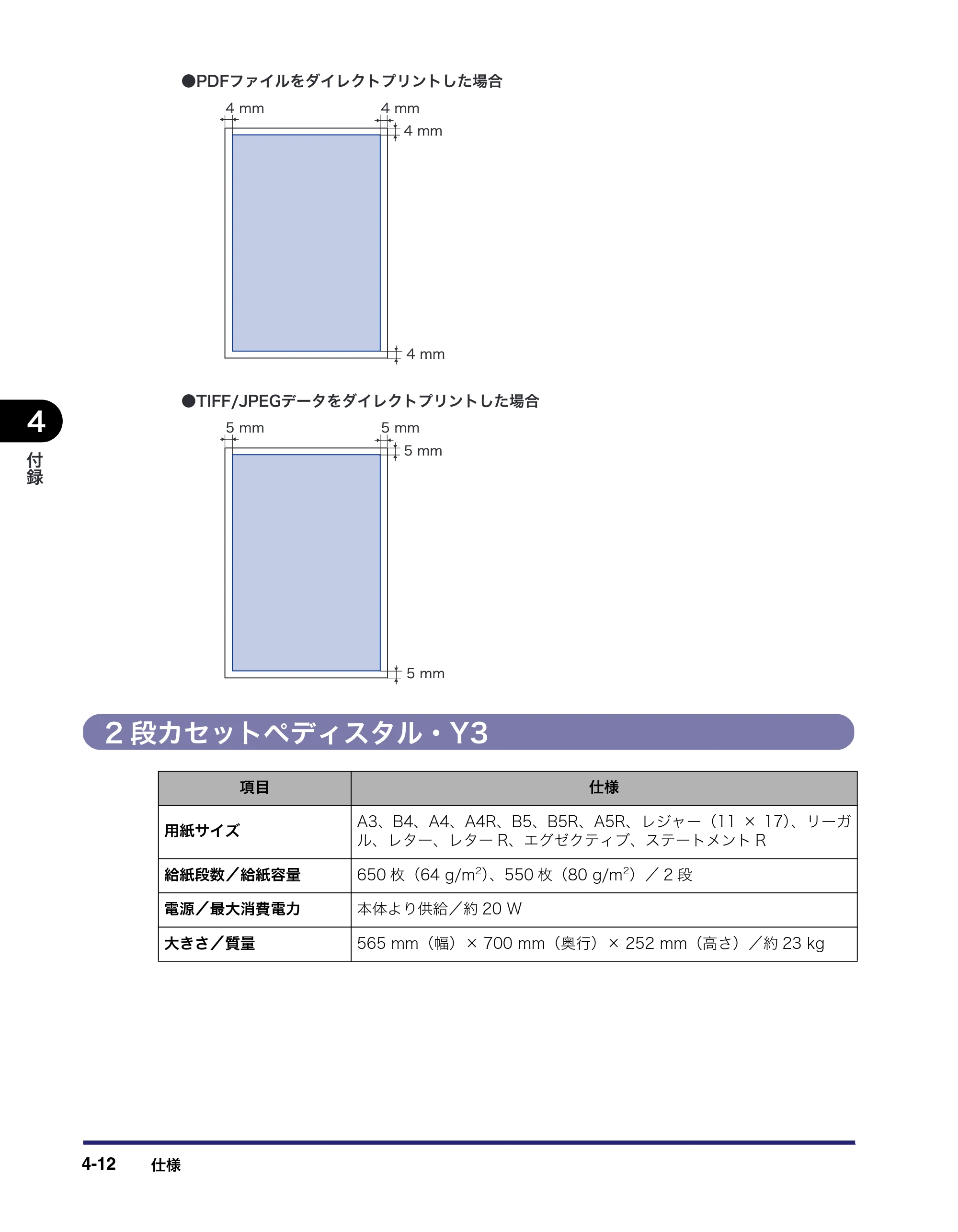 キヤノン LBP4500 操作ガイド 2011年1月20日更新 （PDF形式／19.69Mバイト） — 2段カセットペディスタル・Y3 — 原本ページ — 194ページ