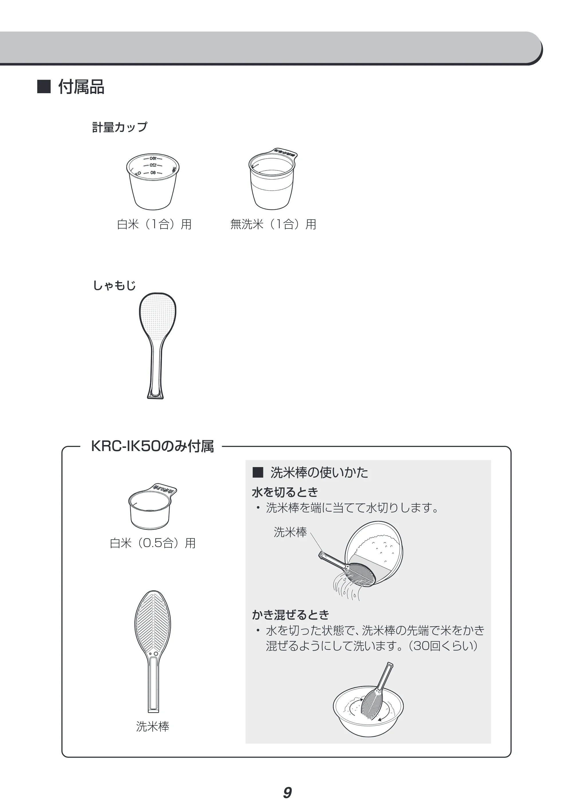 アイリスオーヤマ KRC-IK50 取扱説明書 — 原本ページ — 9ページ
