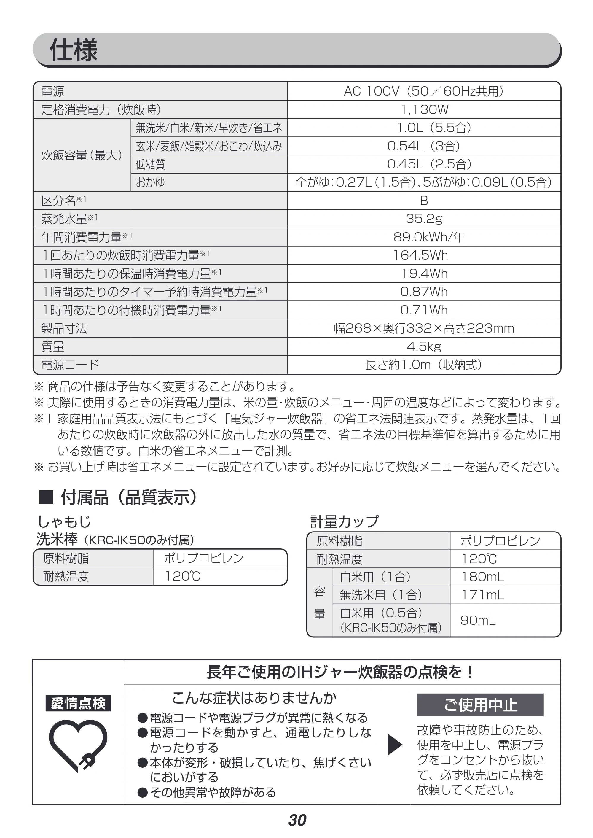 アイリスオーヤマ KRC-IK50 取扱説明書 — 原本ページ — 30ページ