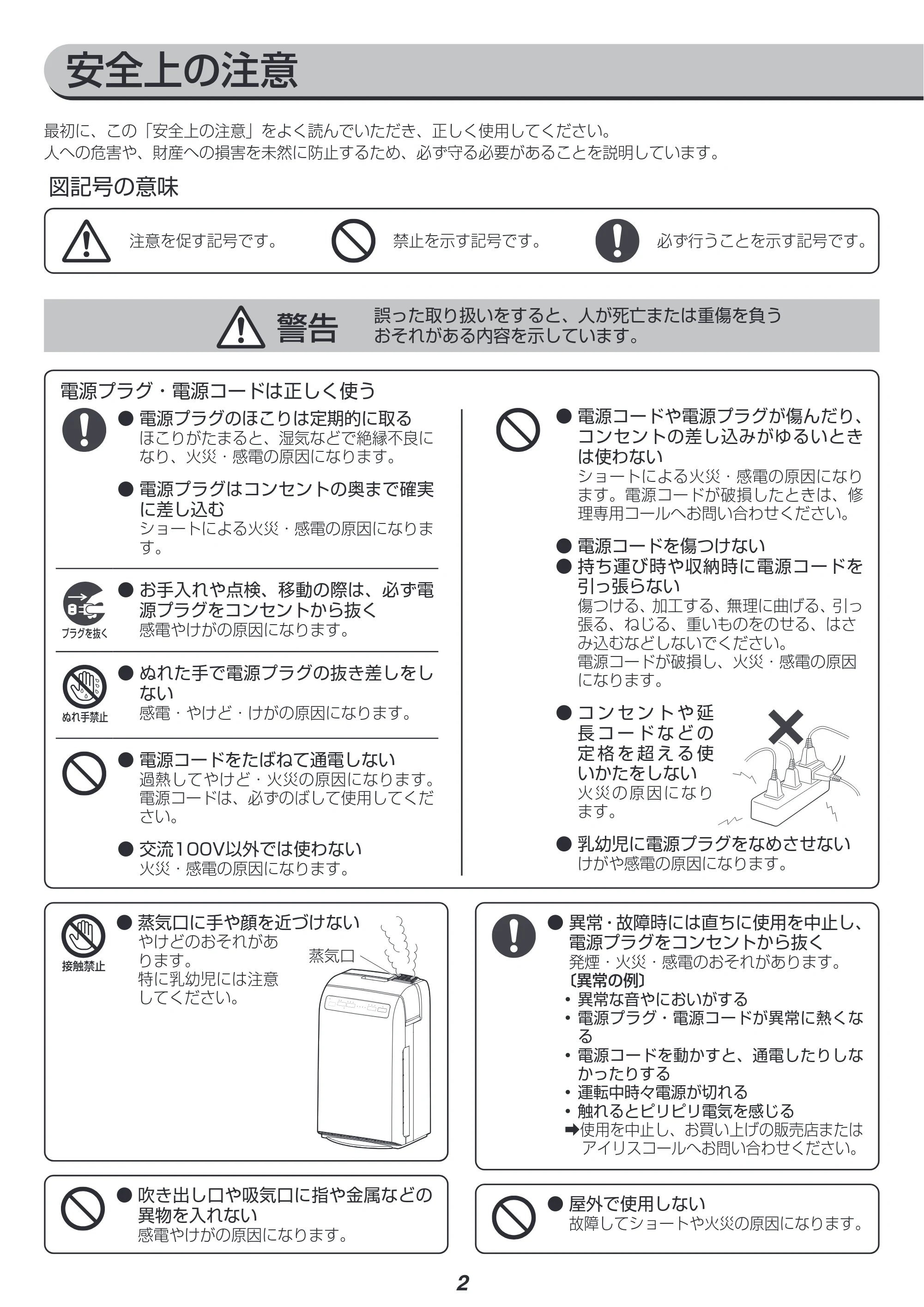 アイリスオーヤマ HXF-C25 取扱説明書 — 原本ページ — 2ページ