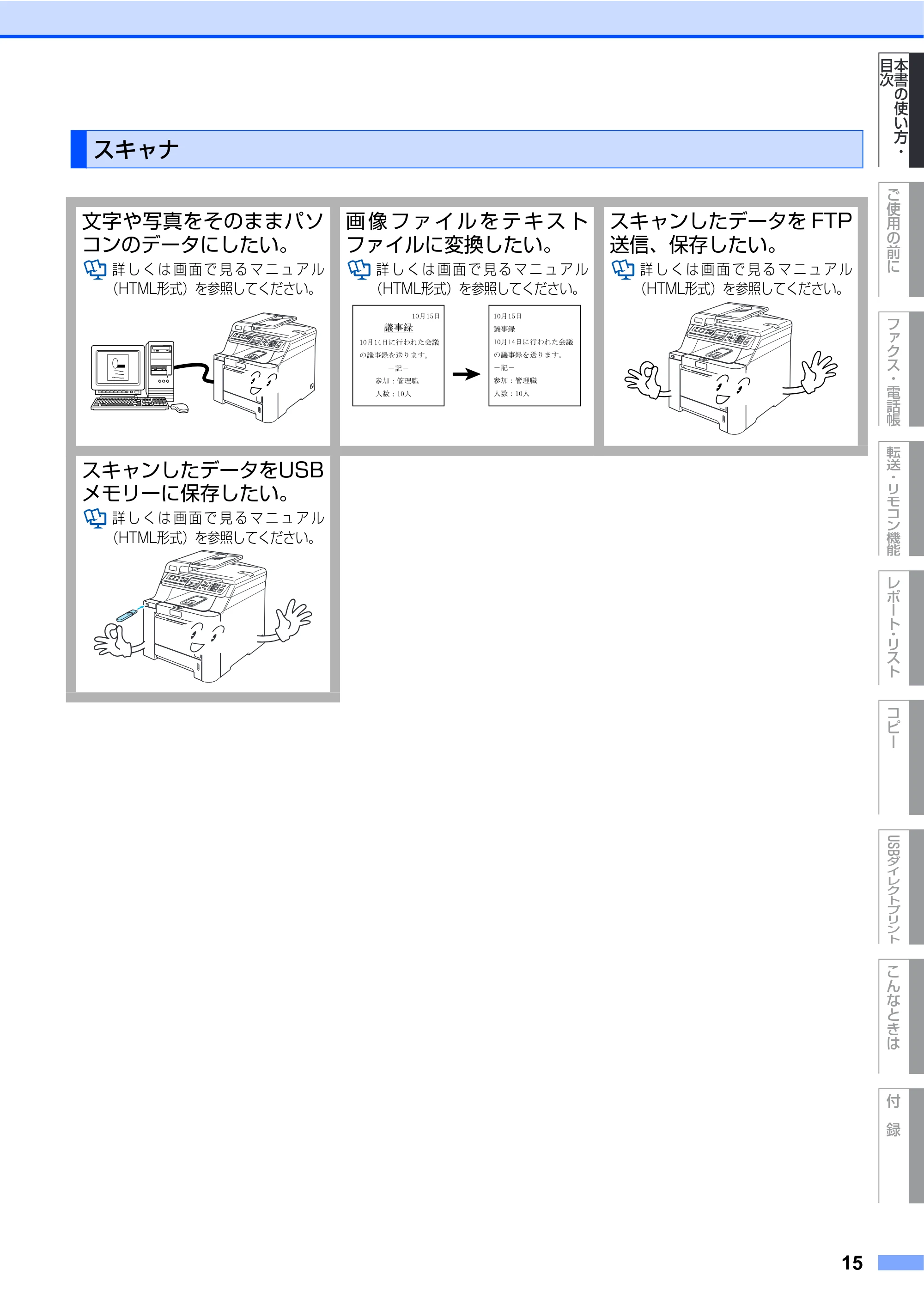 ブラザー MFC-9450CDN 取扱説明書(本体) — スキャナ — 原本ページ — 15ページ
