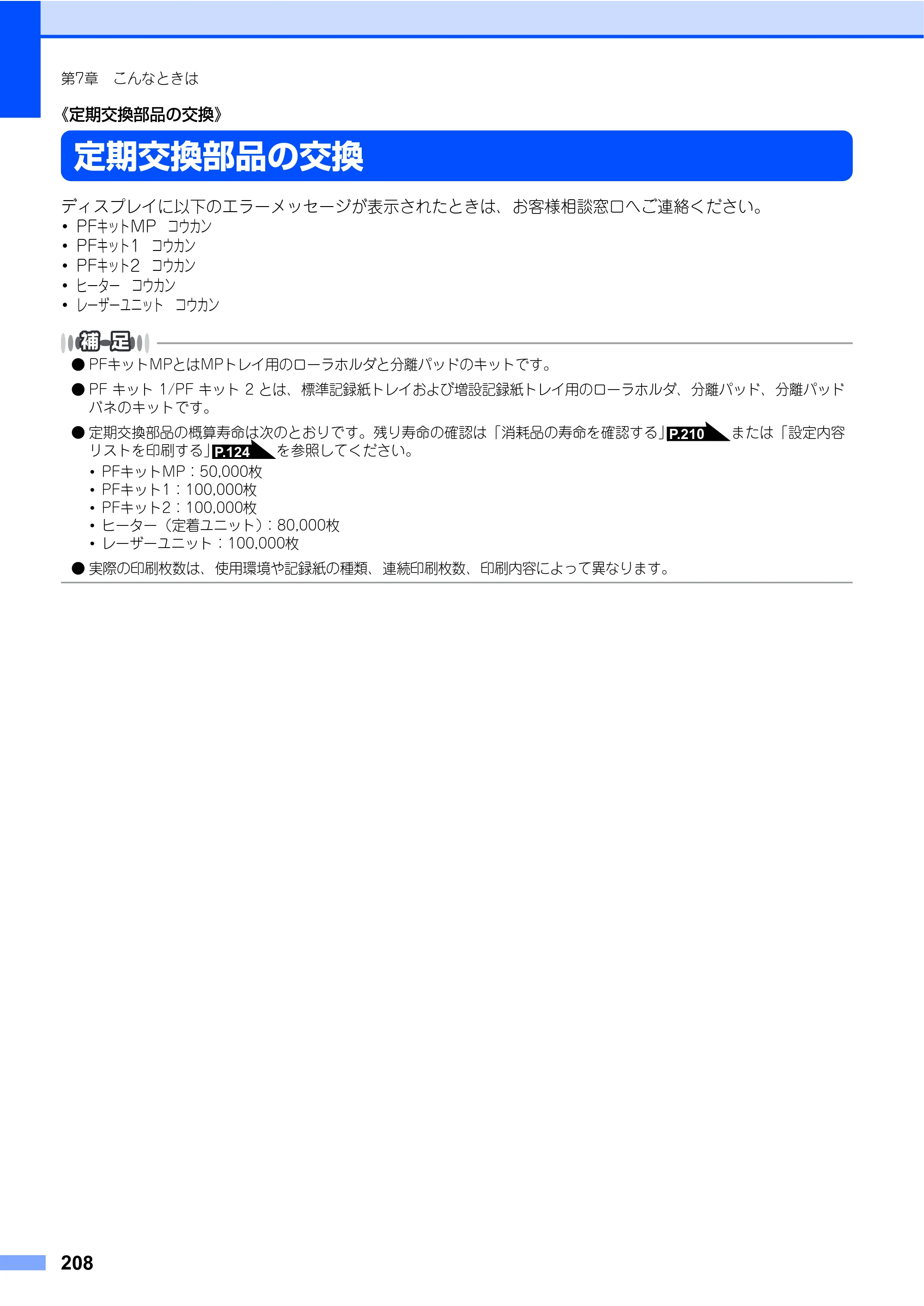 ブラザー MFC-9450CDN 取扱説明書（本体） — 《定期交換部品の交換》 — 原本ページ — 208ページ