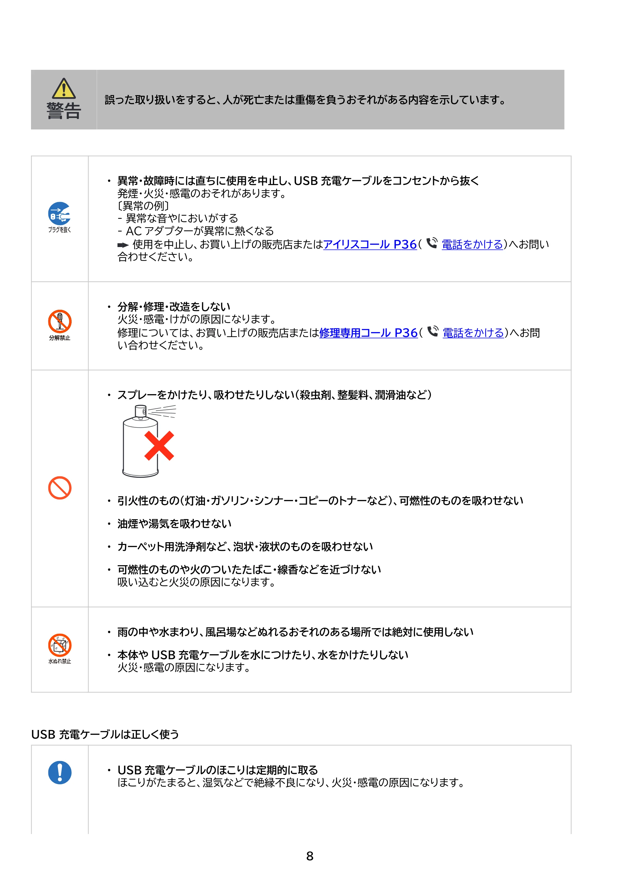 アイリスオーヤマ HCD-23 取扱説明書 — 原本ページ — 8ページ