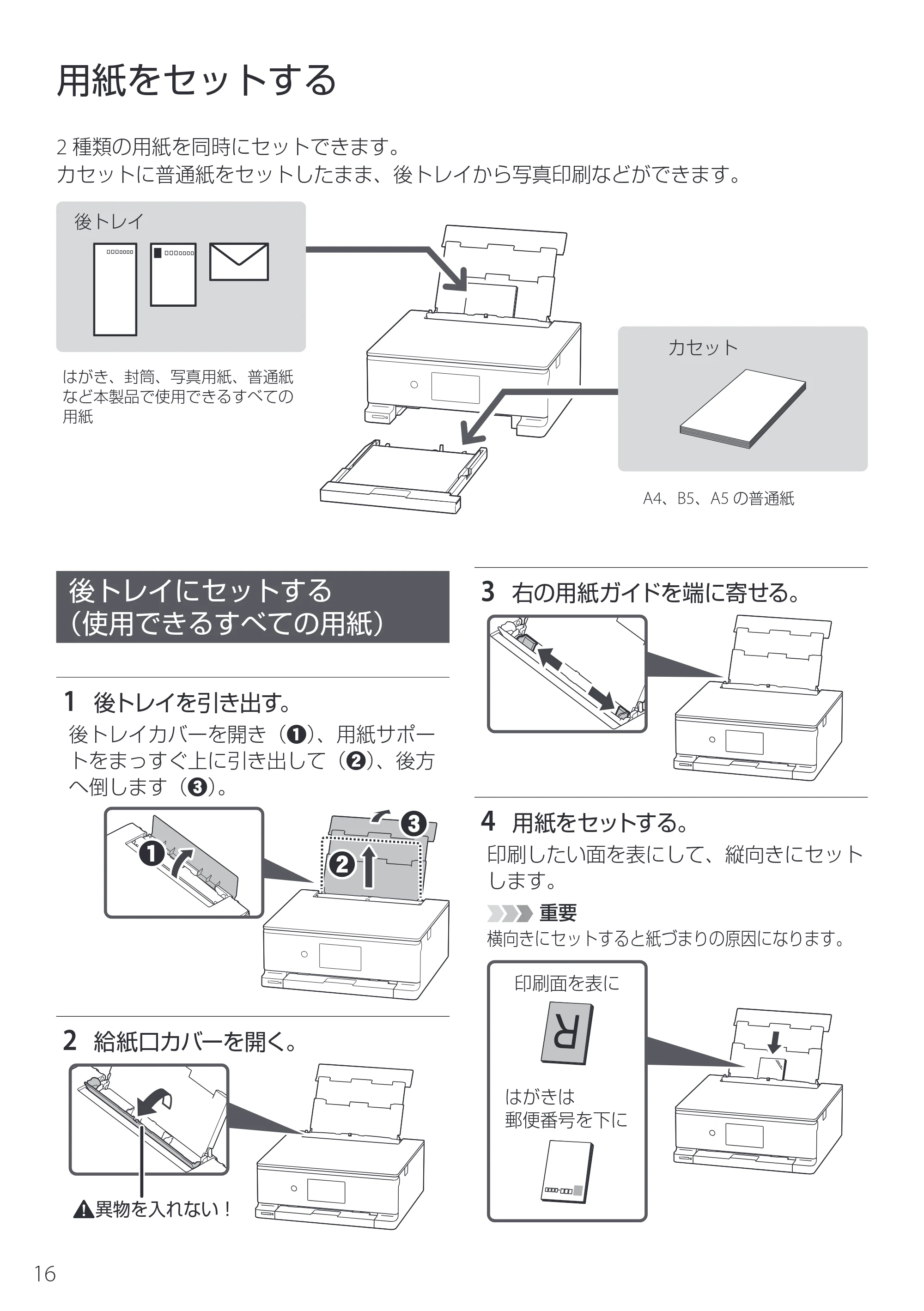 キヤノン PIXUS TS8930 設置・基本操作マニュアル 2025年10月22日掲載（PDF：6.3MB） — 用紙をセットする — 原本ページ — 18ページ