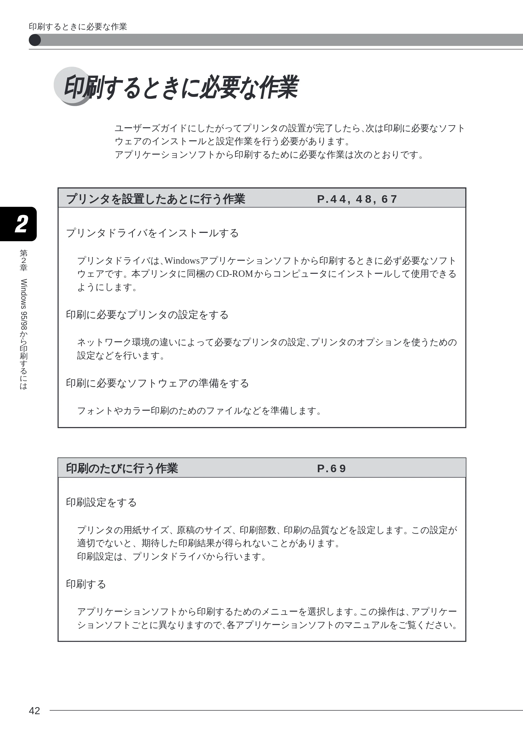キヤノン LBP-2260PSII ソフトウエアガイド （PDF形式／4.5Mバイト） — 印刷するときに必要な作業 — 原本ページ — 43ページ
