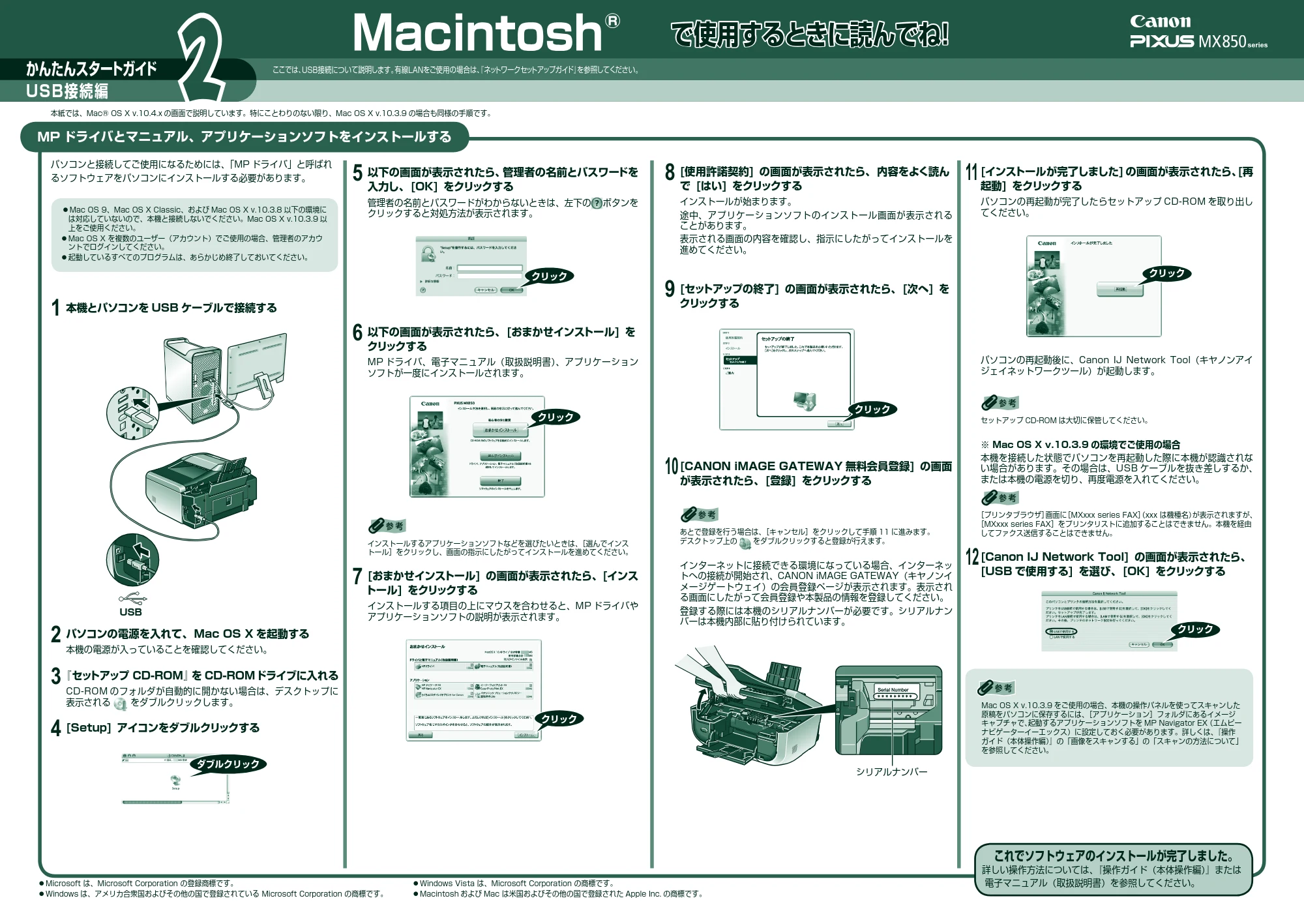 キヤノン PIXUS MX850 かんたんスタートガイド(USB接続編) (PDF形式/2.34Mバイト) — 原本ページ — 2ページ