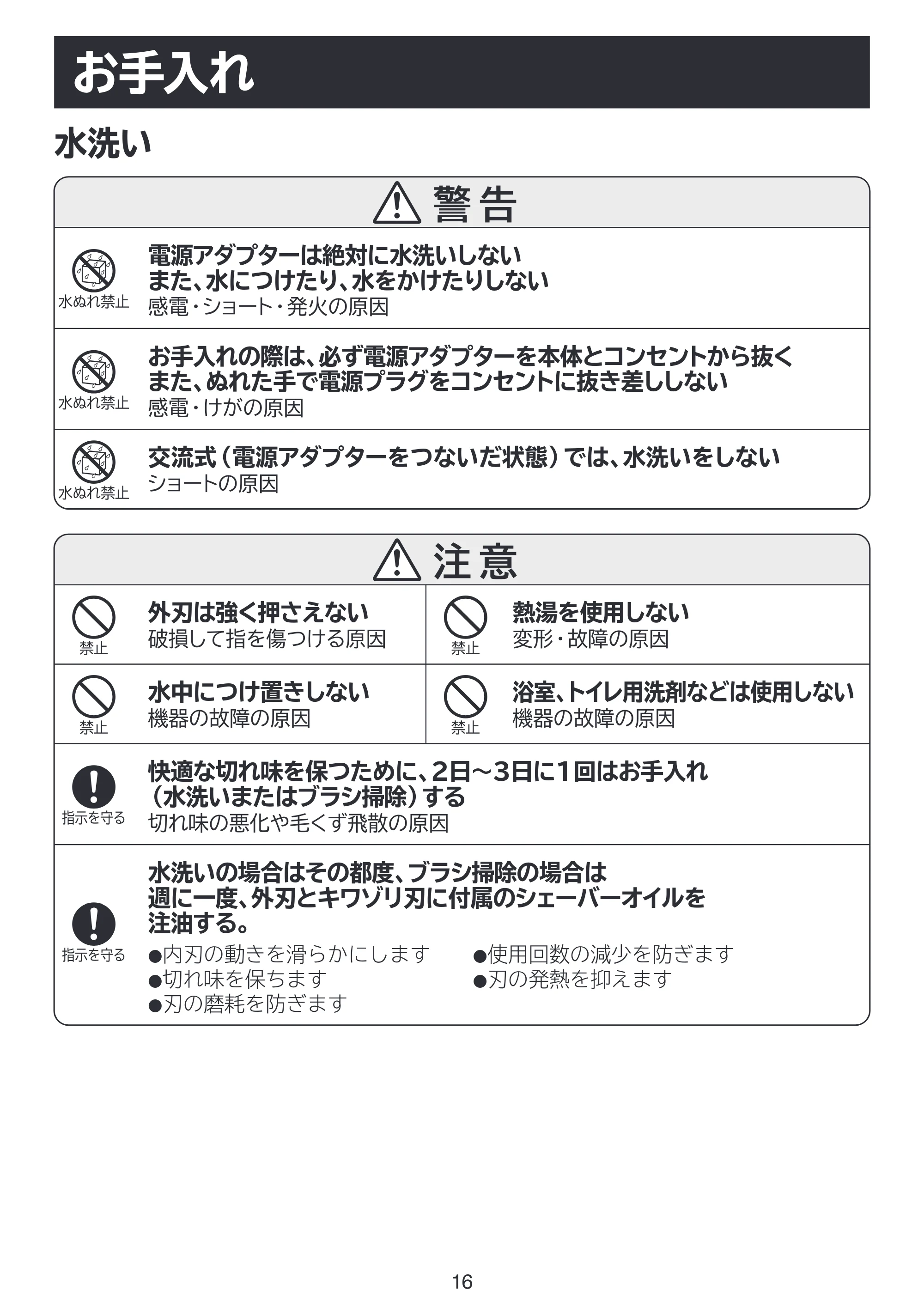 日立 RMH-FJ50B 取扱説明書 — お手入れ — 原本ページ — 16ページ
