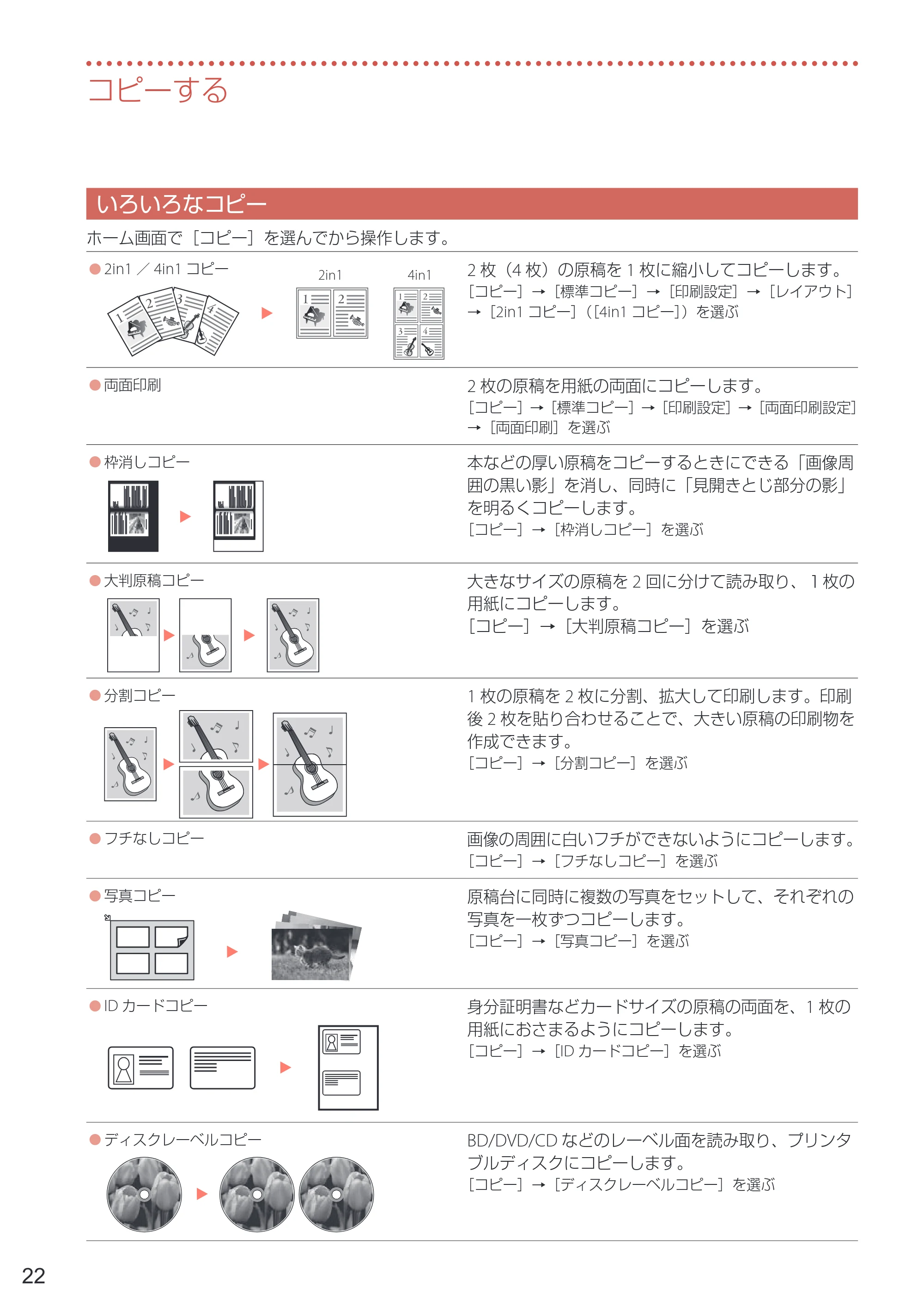 キヤノン PIXUS TS8730 設置・基本操作マニュアル 2023年10月26日掲載(PDF:8.0MB) — いろいろなコピー — 原本ページ — 24ページ