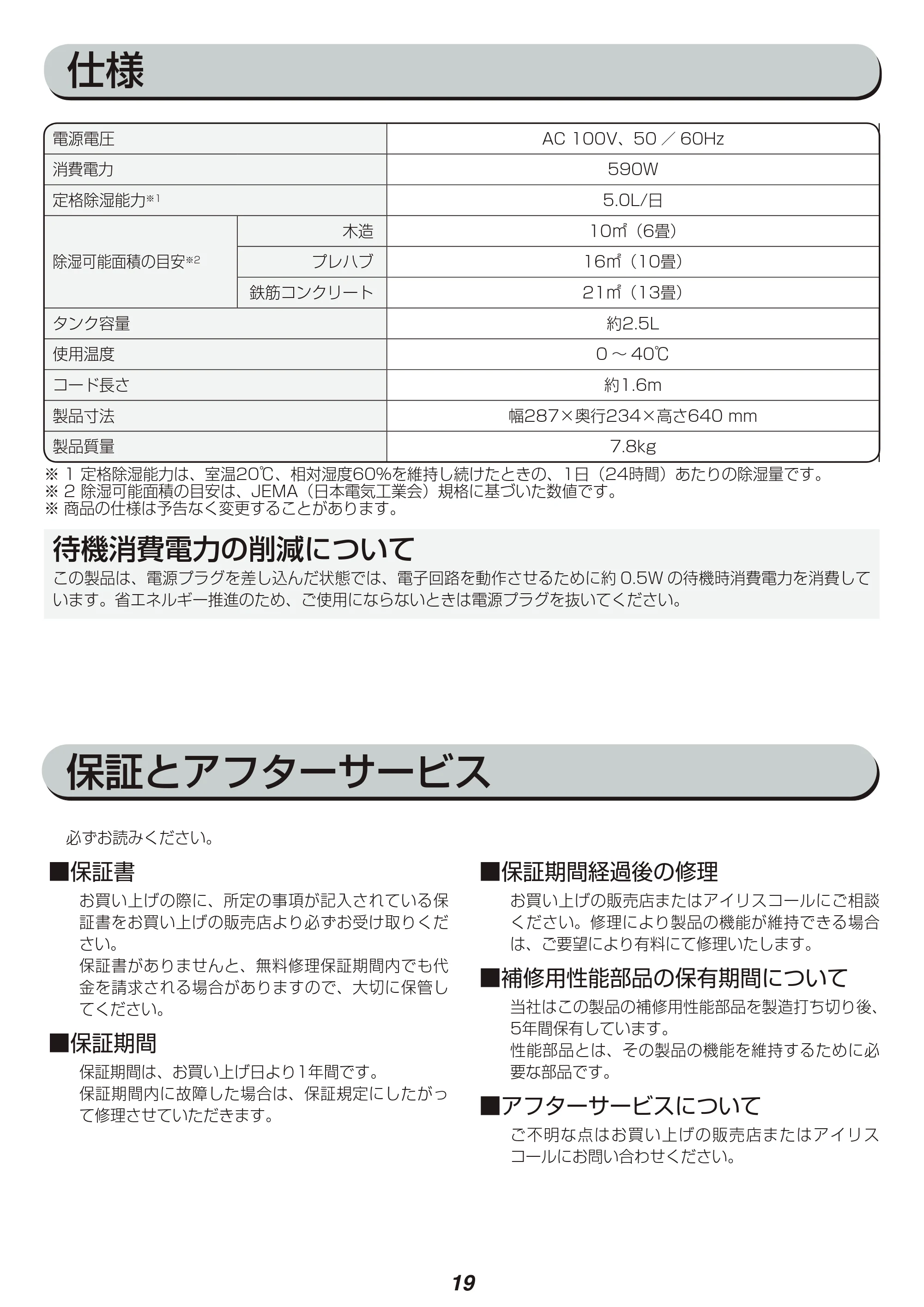 アイリスオーヤマ DDC-50 取扱説明書 — 原本ページ — 19ページ