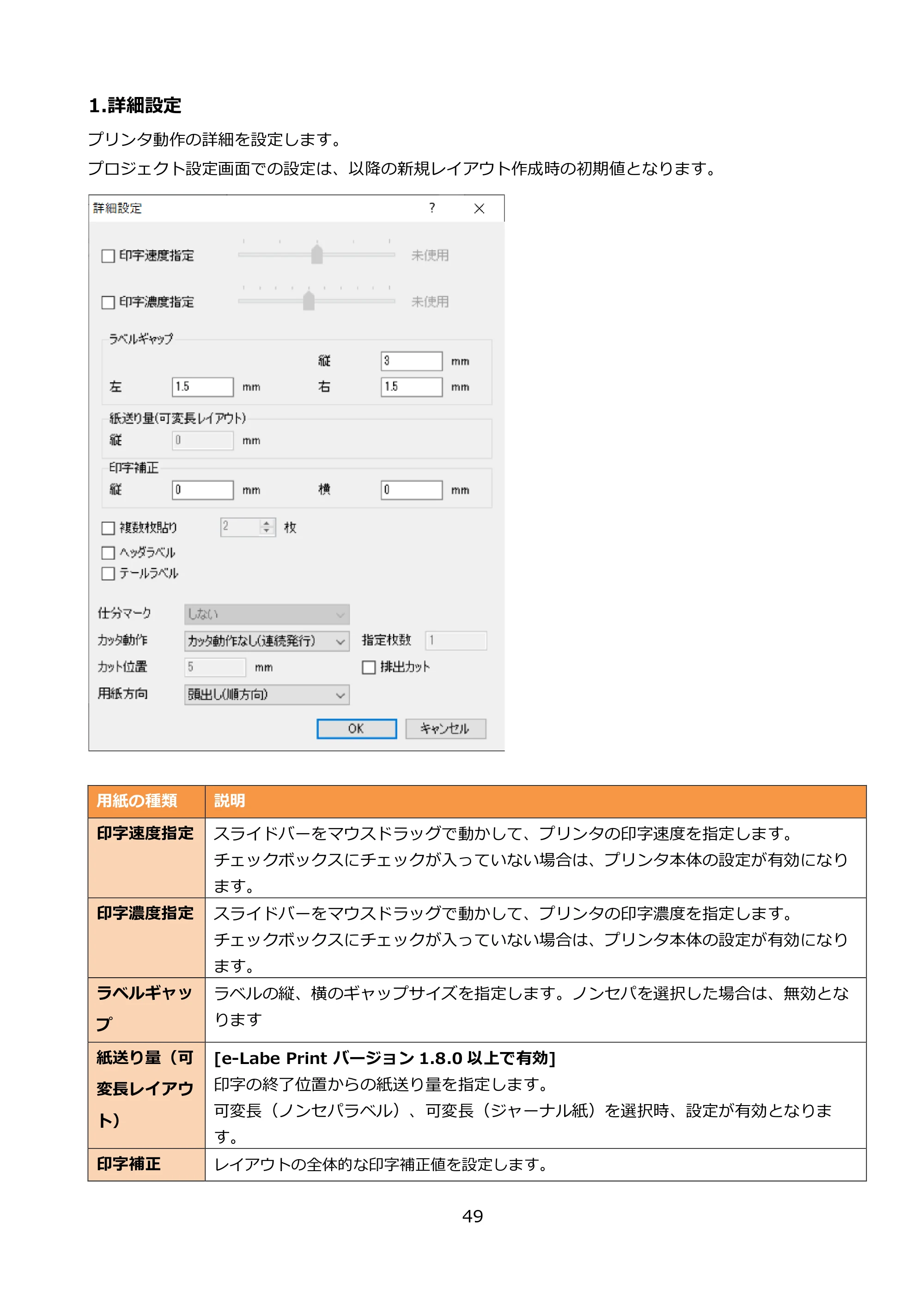 サトー FLEQV(フレキューブ) FX3-LX / FLEQV(フレキューブ) FX3-Plus / LEQV(フレキューブ) FX3-Plus e-Labe Designer操作マニュアル PRO形式（第25版） — 1.詳細設定 — 原本ページ — 50ページ