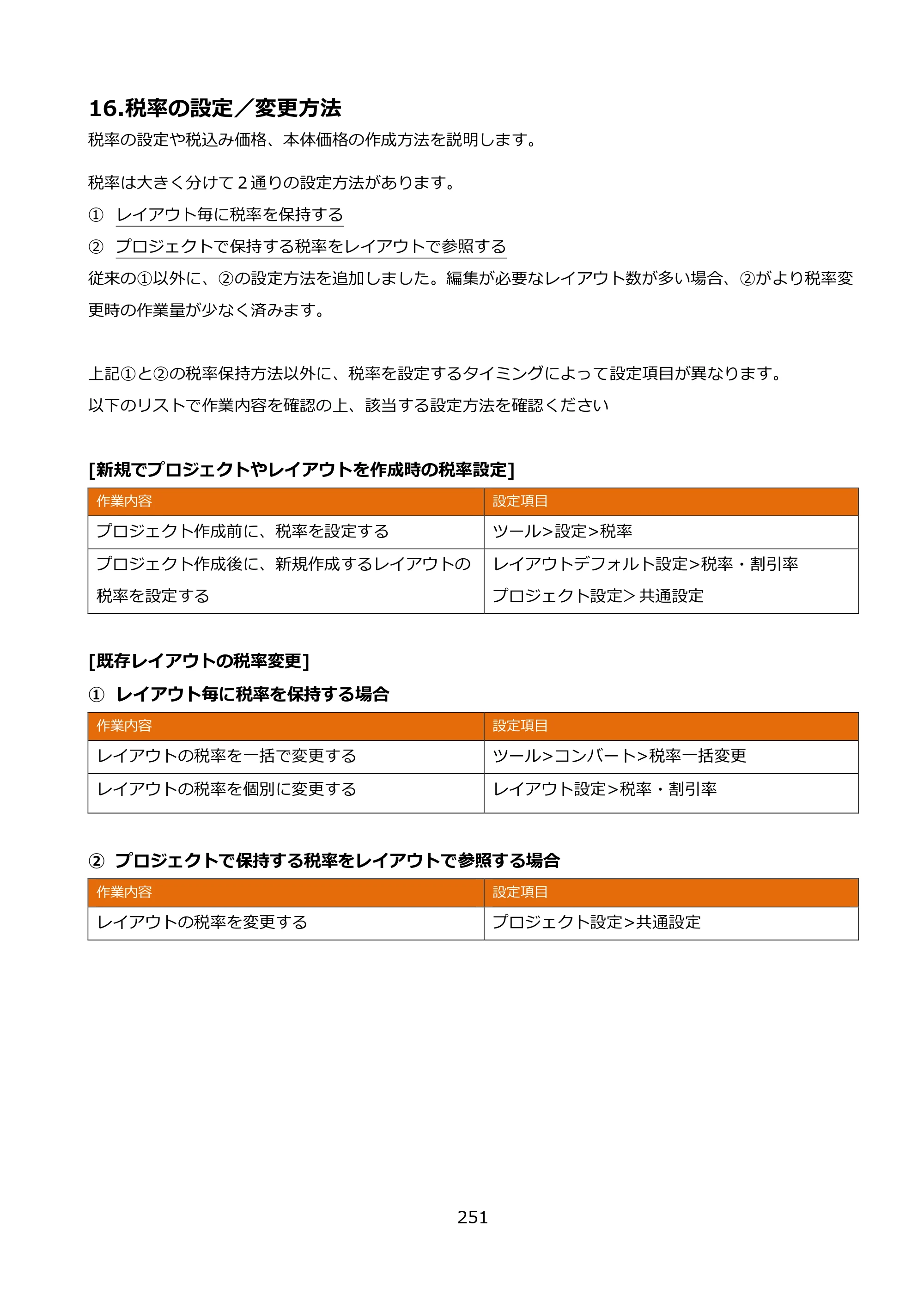 サトー FLEQV(フレキューブ) FX3-LX / FLEQV(フレキューブ) FX3-Plus / LEQV(フレキューブ) FX3-Plus e-Labe Designer操作マニュアル PRO形式（第25版） — 16.税率の設定／変更方法 — 原本ページ — 252ページ