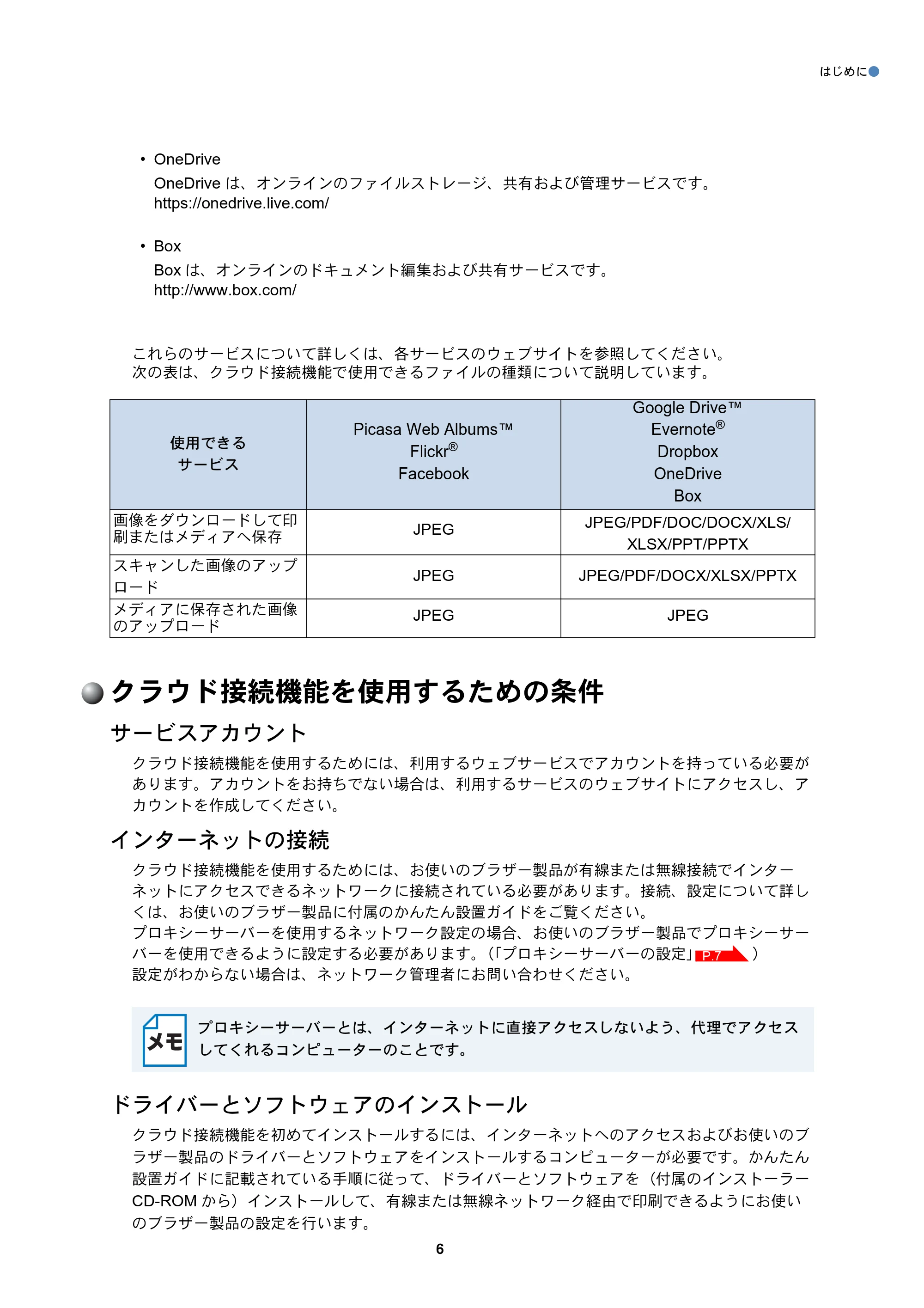 ブラザー MFC-J6770CDW / MFC-J6975CDW / MFC-J6570CDW クラウド接続ガイド — クラウド接続機能を使用するための条件 — 原本ページ — 6ページ