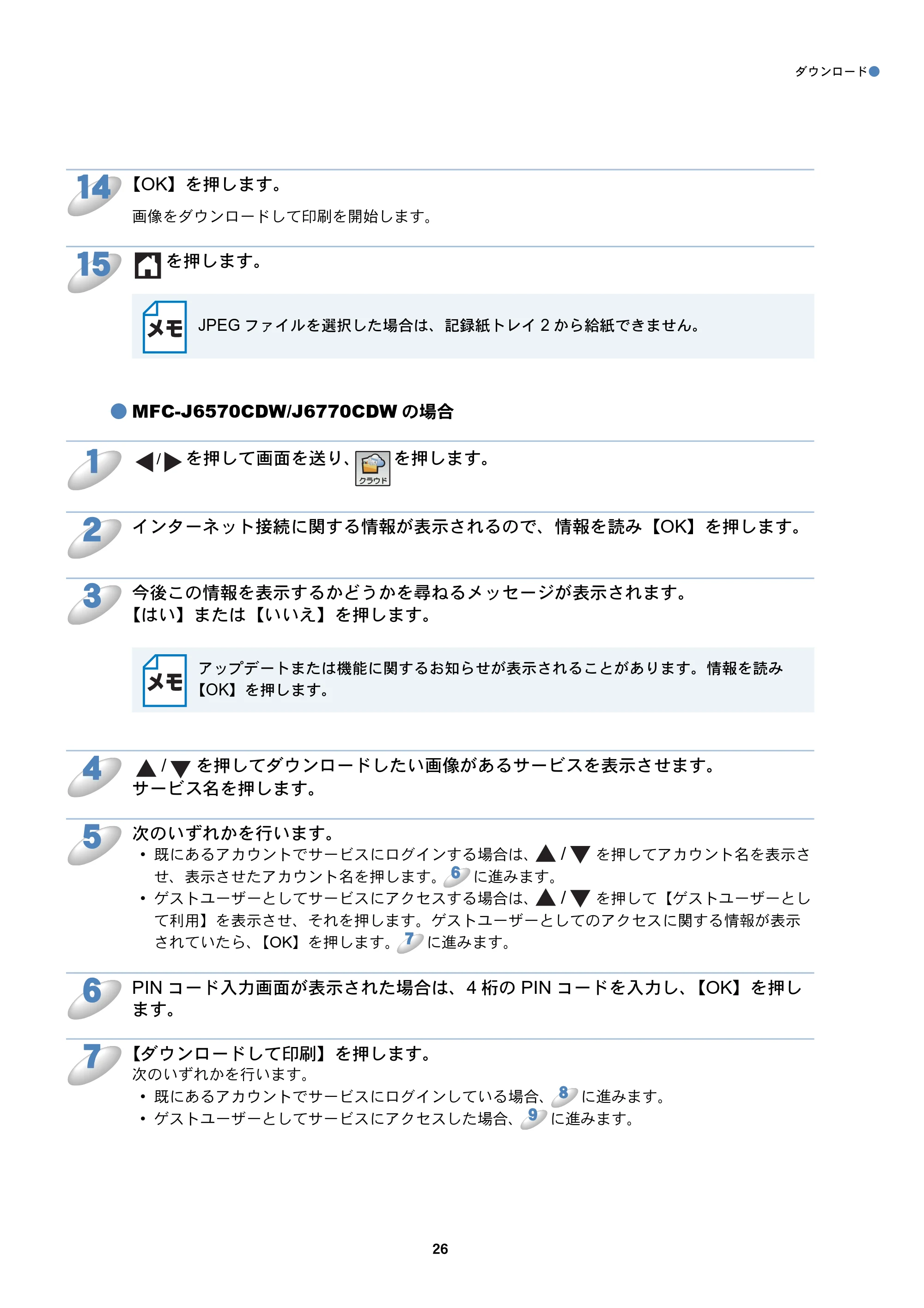 ブラザー MFC-J6770CDW / MFC-J6975CDW / MFC-J6570CDW クラウド接続ガイド — 原本ページ — 26ページ
