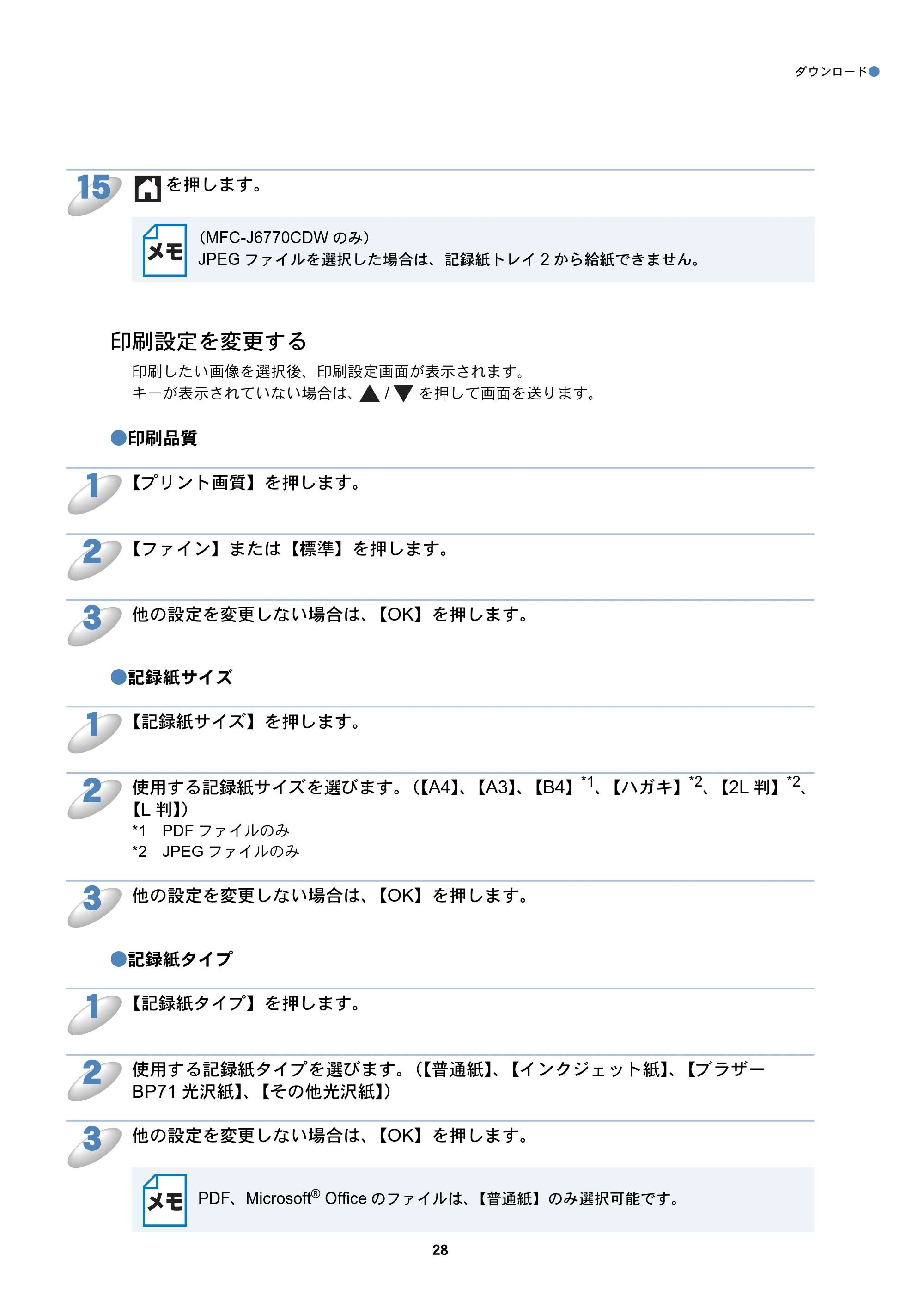 ブラザー MFC-J6770CDW / MFC-J6975CDW / MFC-J6570CDW クラウド接続ガイド — 印刷設定を変更する — 原本ページ — 28ページ