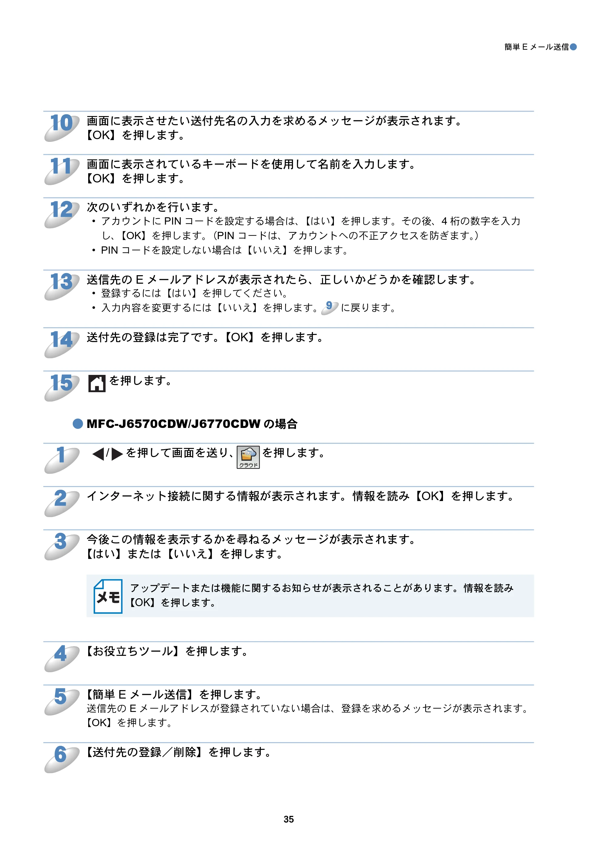 ブラザー MFC-J6770CDW / MFC-J6975CDW / MFC-J6570CDW クラウド接続ガイド — 原本ページ — 35ページ