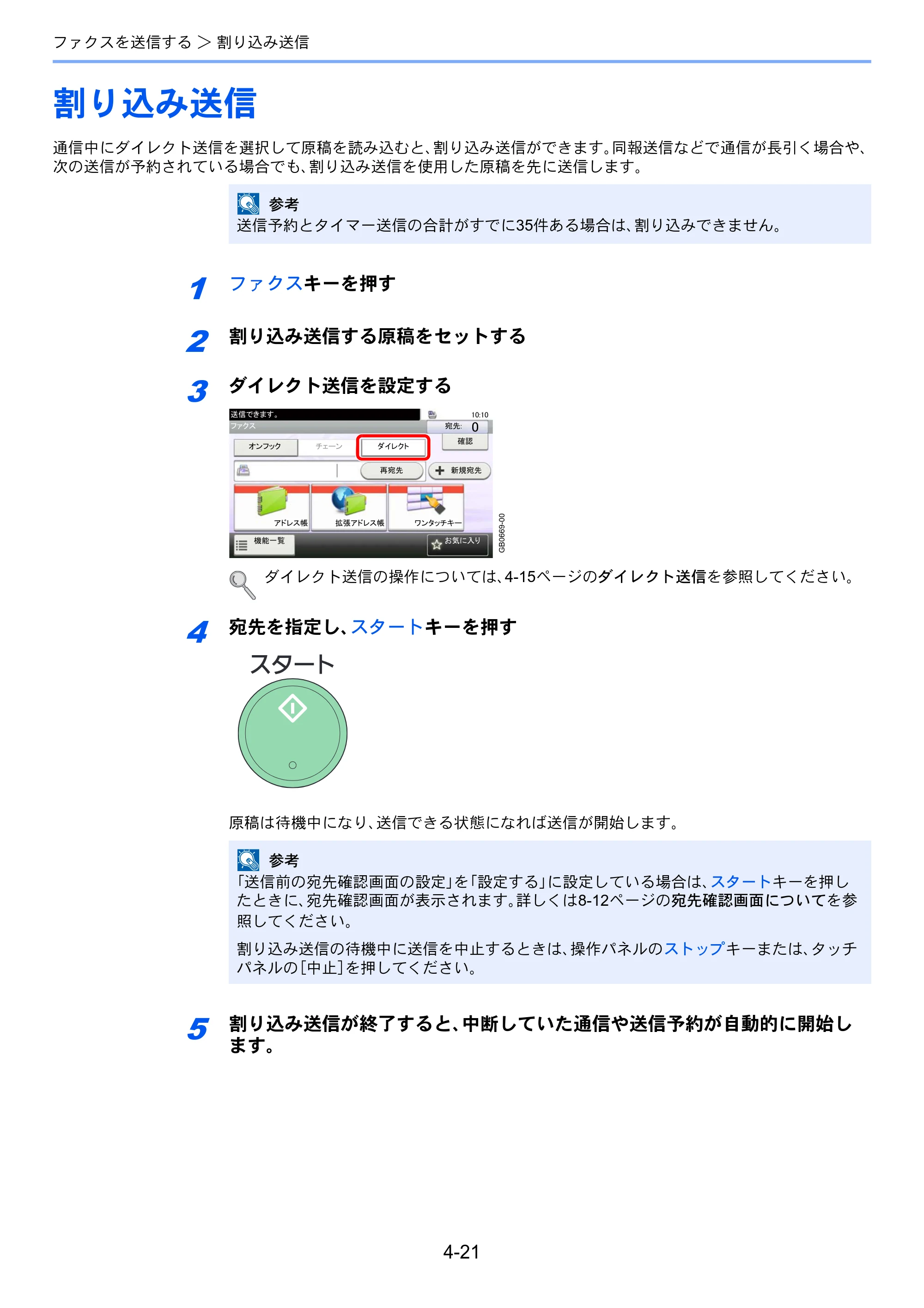 京セラ TASKalfa 206ci / TASKalfa 256ci TASKalfa 206ci/TASKalfa 256ci FAXSystem(U) 使用説明書 — 割り込み送信 — 原本ページ — 75ページ