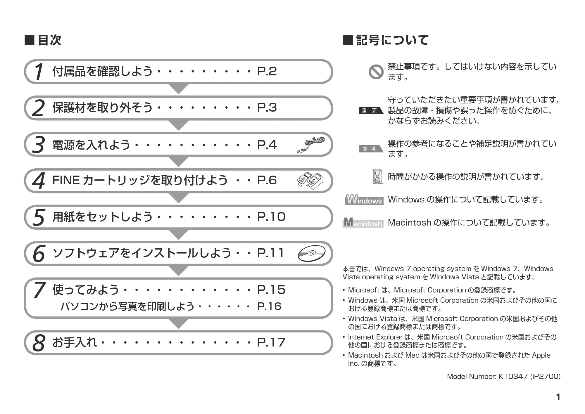 キヤノン PIXUS iP2700 かんたんスタートガイド （PDF形式／3.27Mバイト） — 原本ページ — 3ページ