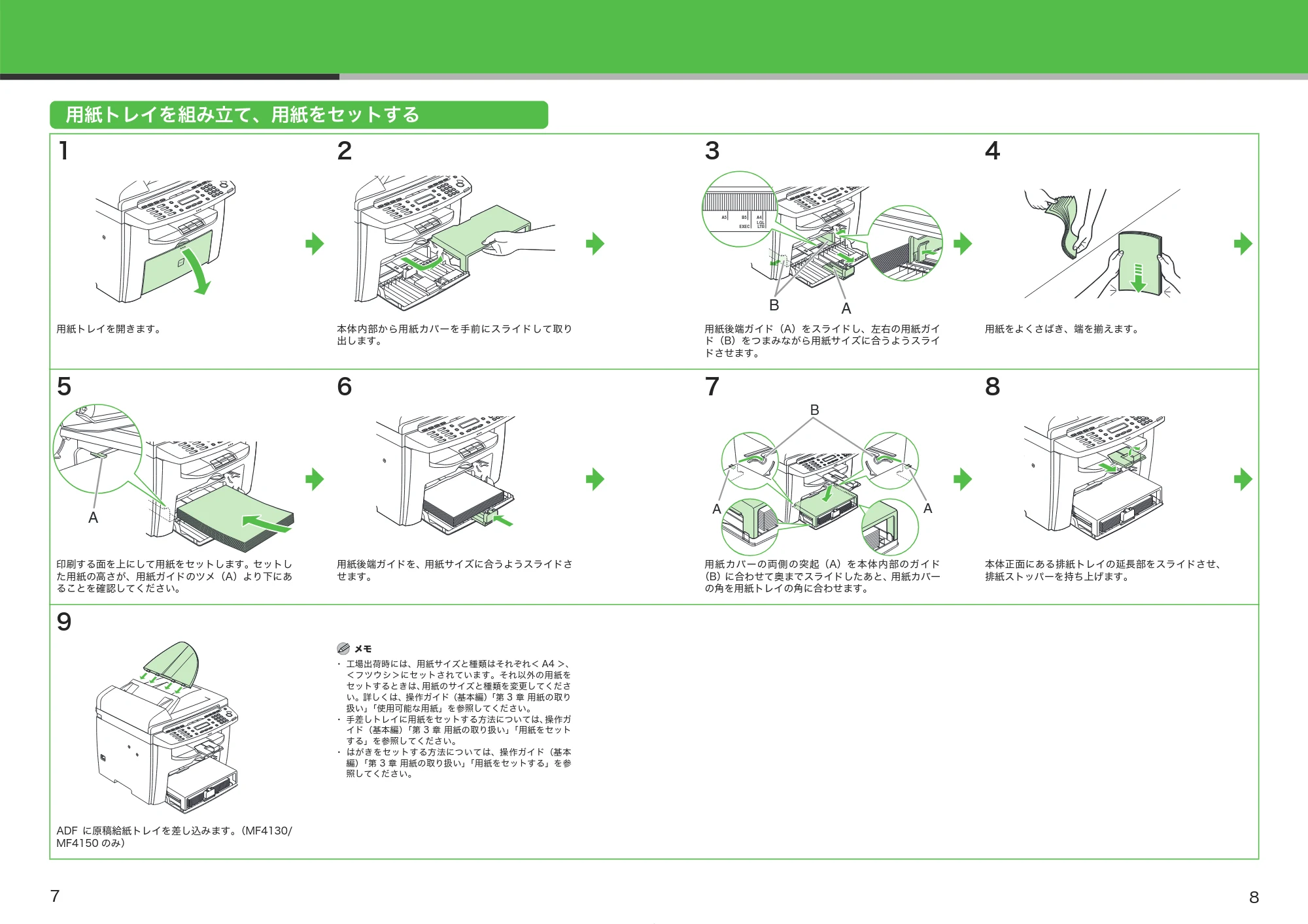 キヤノン MF4150/MF4130/MF4120 スタートアップガイド （PDF形式／2.27Mバイト） — 用紙トレイを組み立て、用紙をセットする — 原本ページ — 5ページ